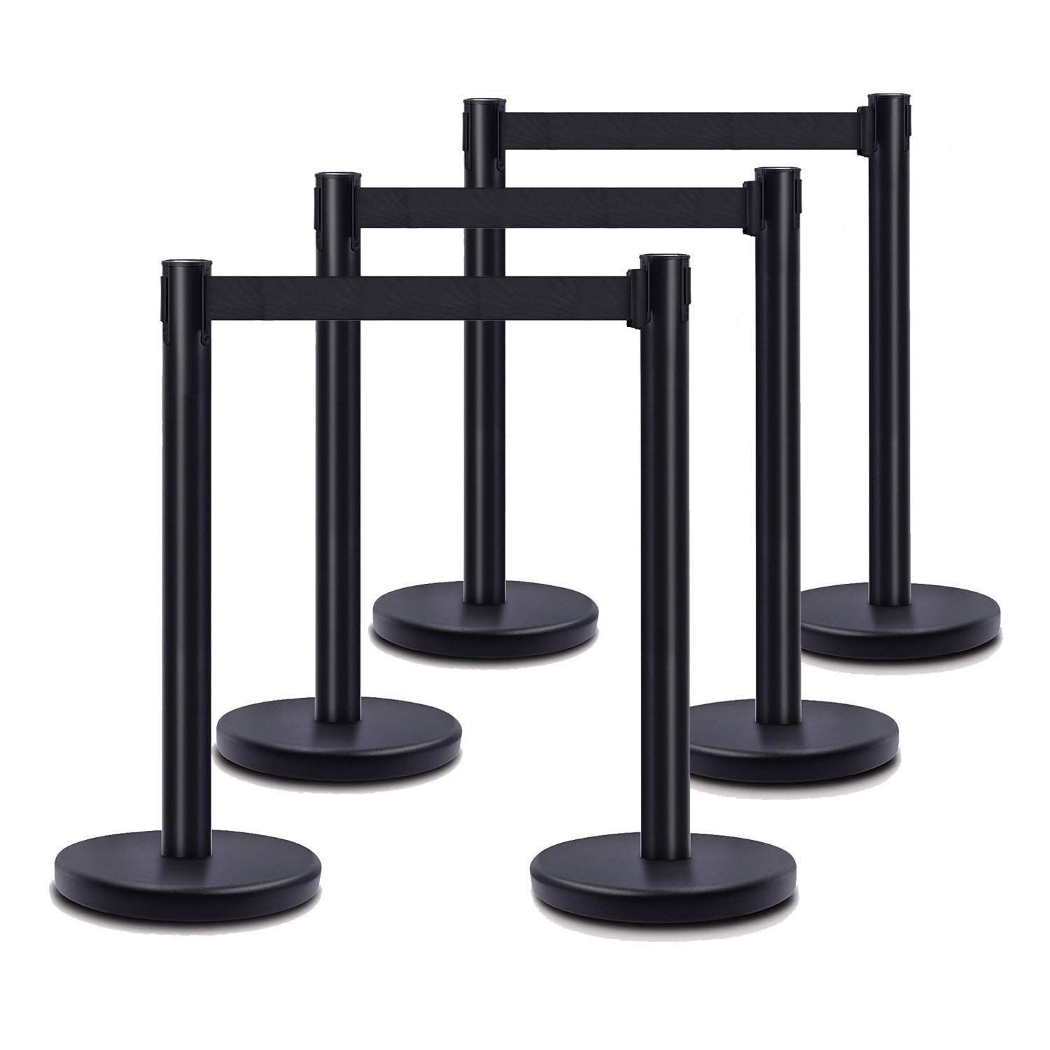 Retractable Belt Stanchion Posts 6-Pack - 6.5ft Crowd Control Barriers - Meta...