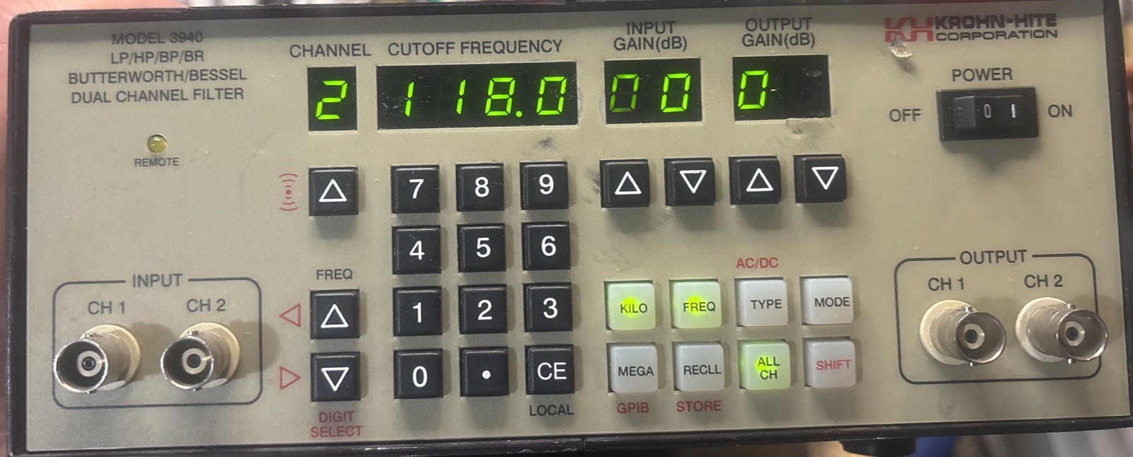 Krohn-Hite Model 3940 Dual Channel Programmable Filter