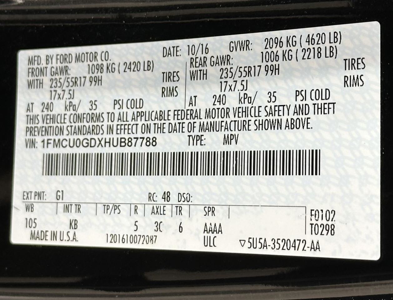 Passenger Right Front Spindle/Knuckle Fits 13-19 ESCAPE 2801151