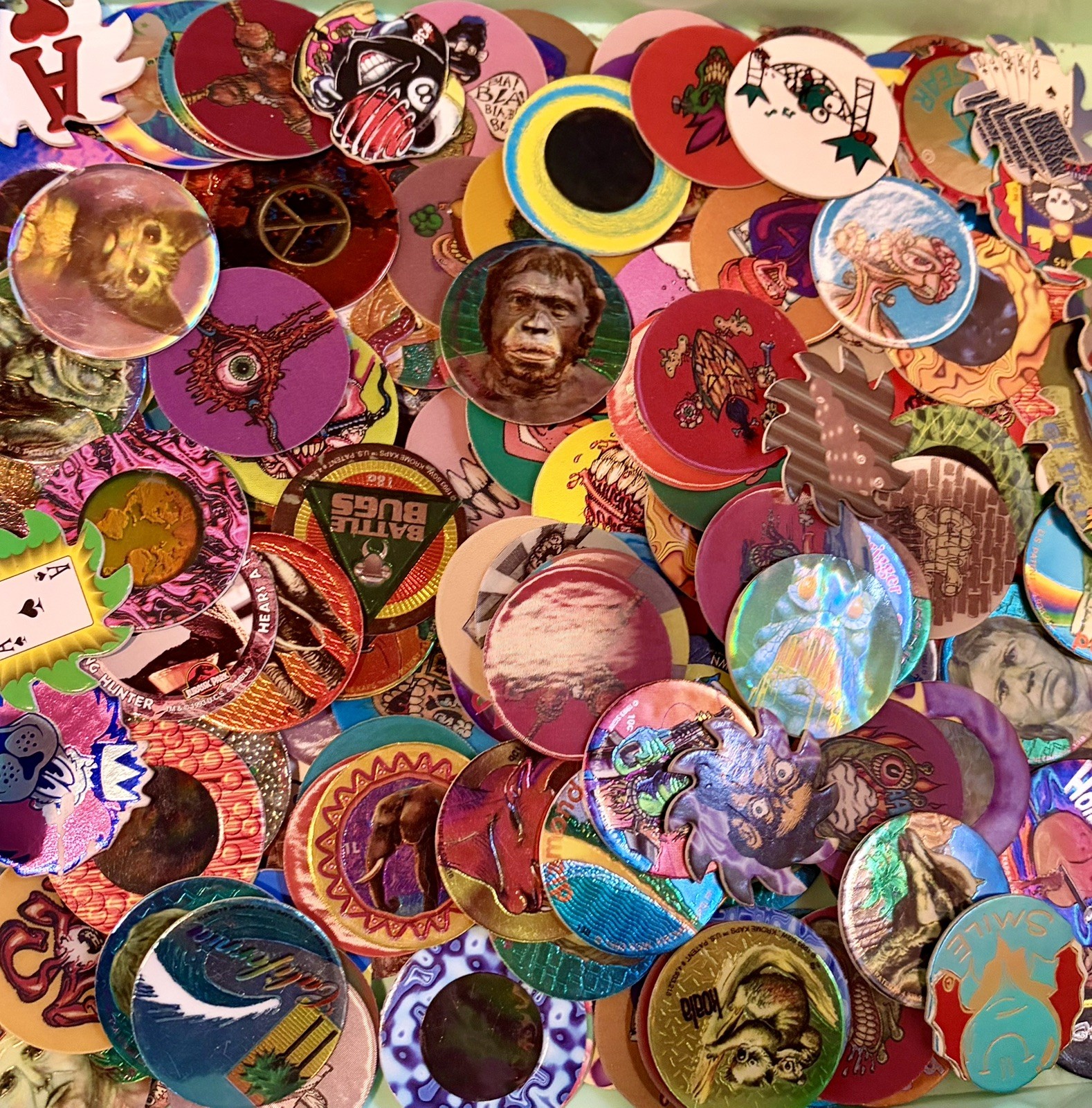 90 ’s POG Collection - Lot of 75 POGs w Two Slammers