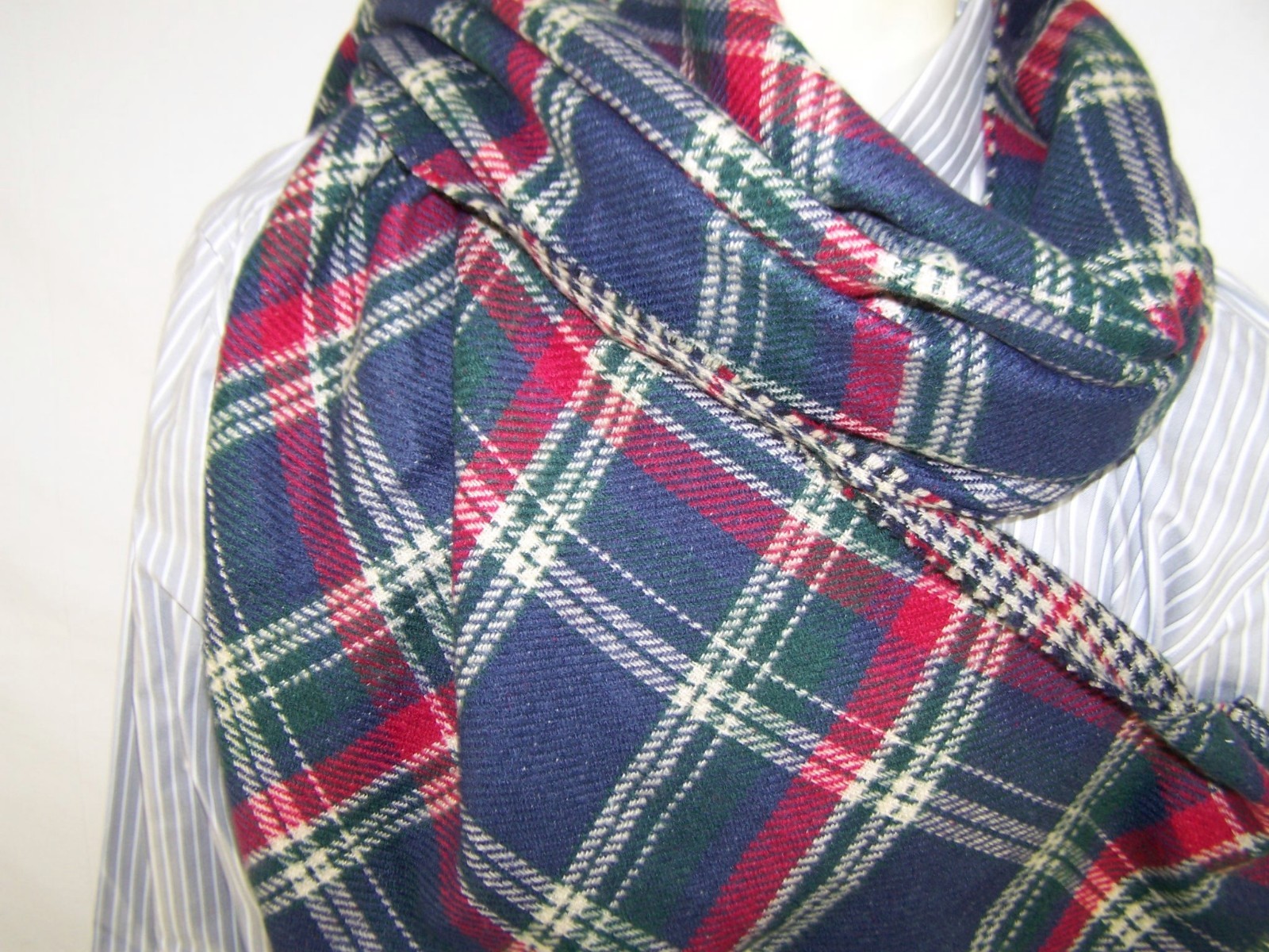 No Rest For Bridget Red Blue Beige Green Plaid Reversible Rectangle Scarf Unisex