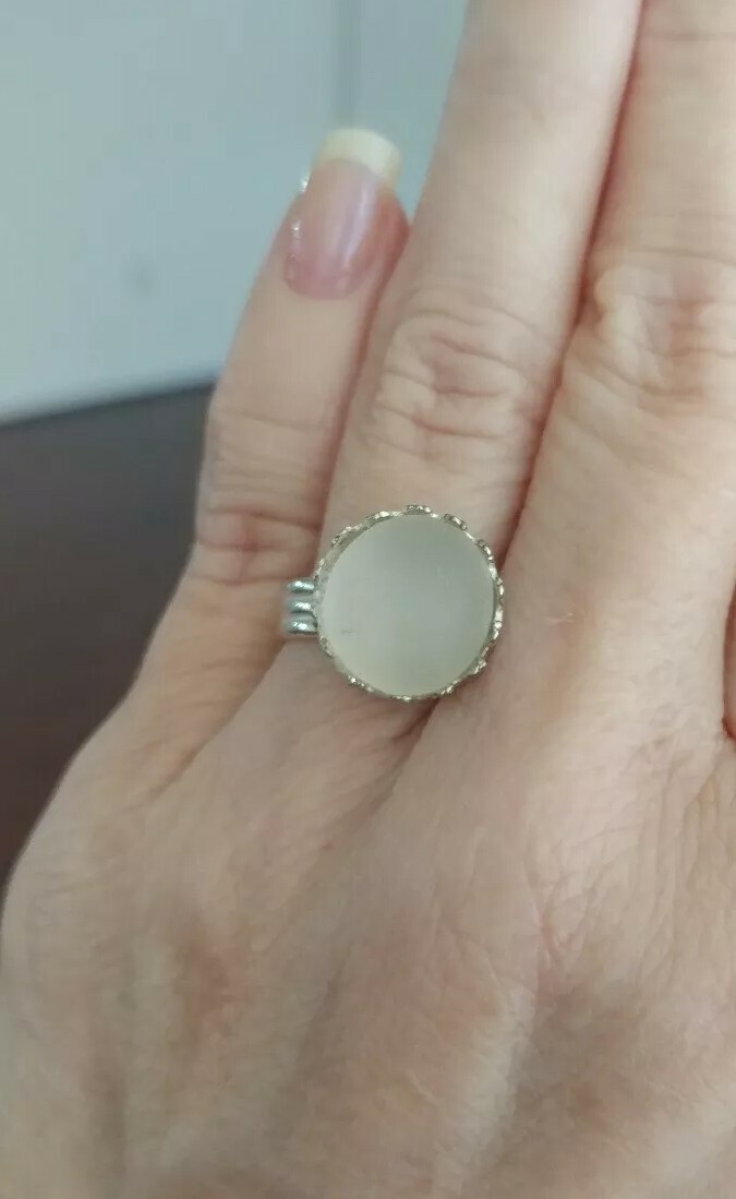 Deep Melon or White Seaglass - adjustable rings