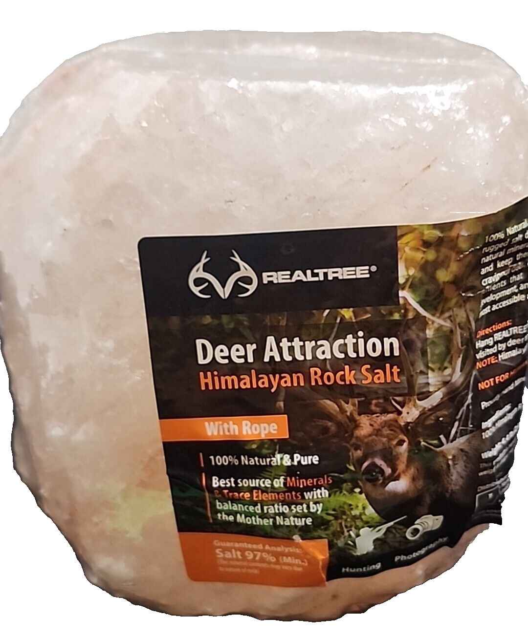 Deer Attract Himalayan Rock Salt With Rope Real Tree 100% Natural & Pure (RVB5)