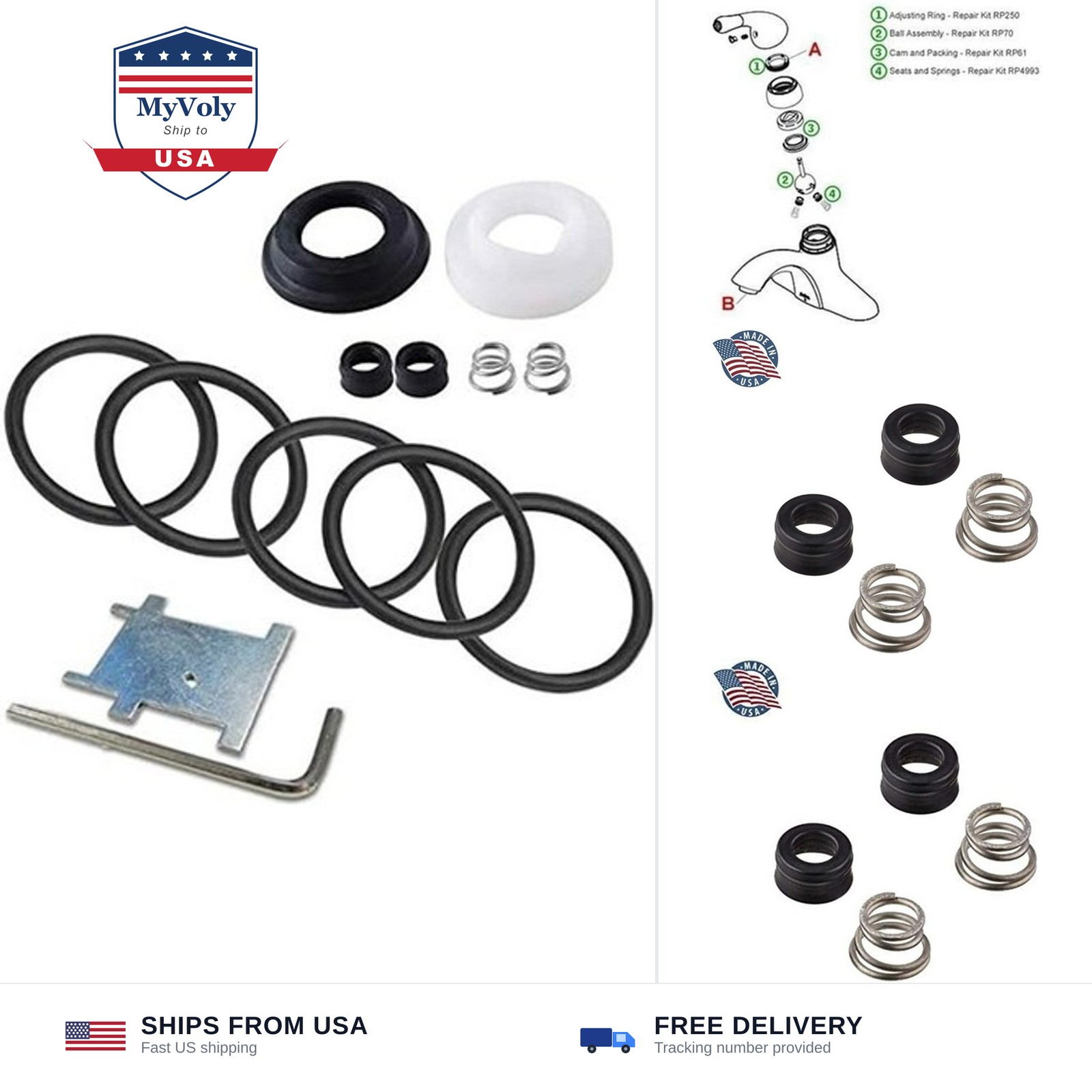 Replacement RP3614 Delta Faucet Repair Kit - All Delta Single Handle Faucets