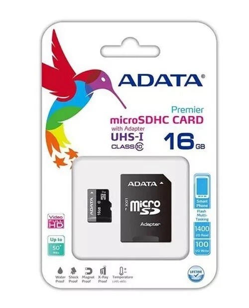 ADATA 16GB microSDHC Class 10 Memory Card with Adapter – AUSDH16GUICL4-RA1