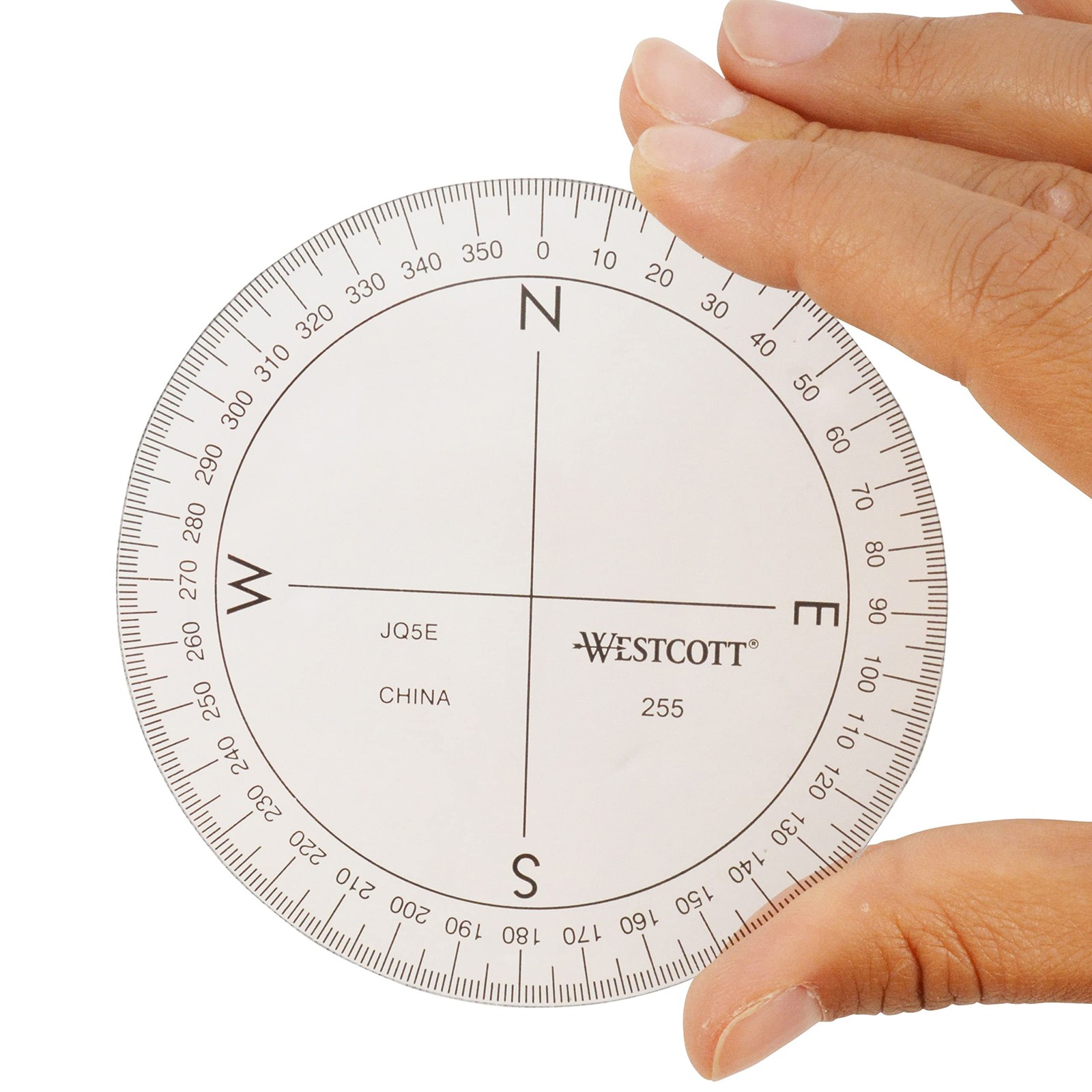 360-Degree Compass Protractor, Crystal Clear Transparent Dial, Calibrated