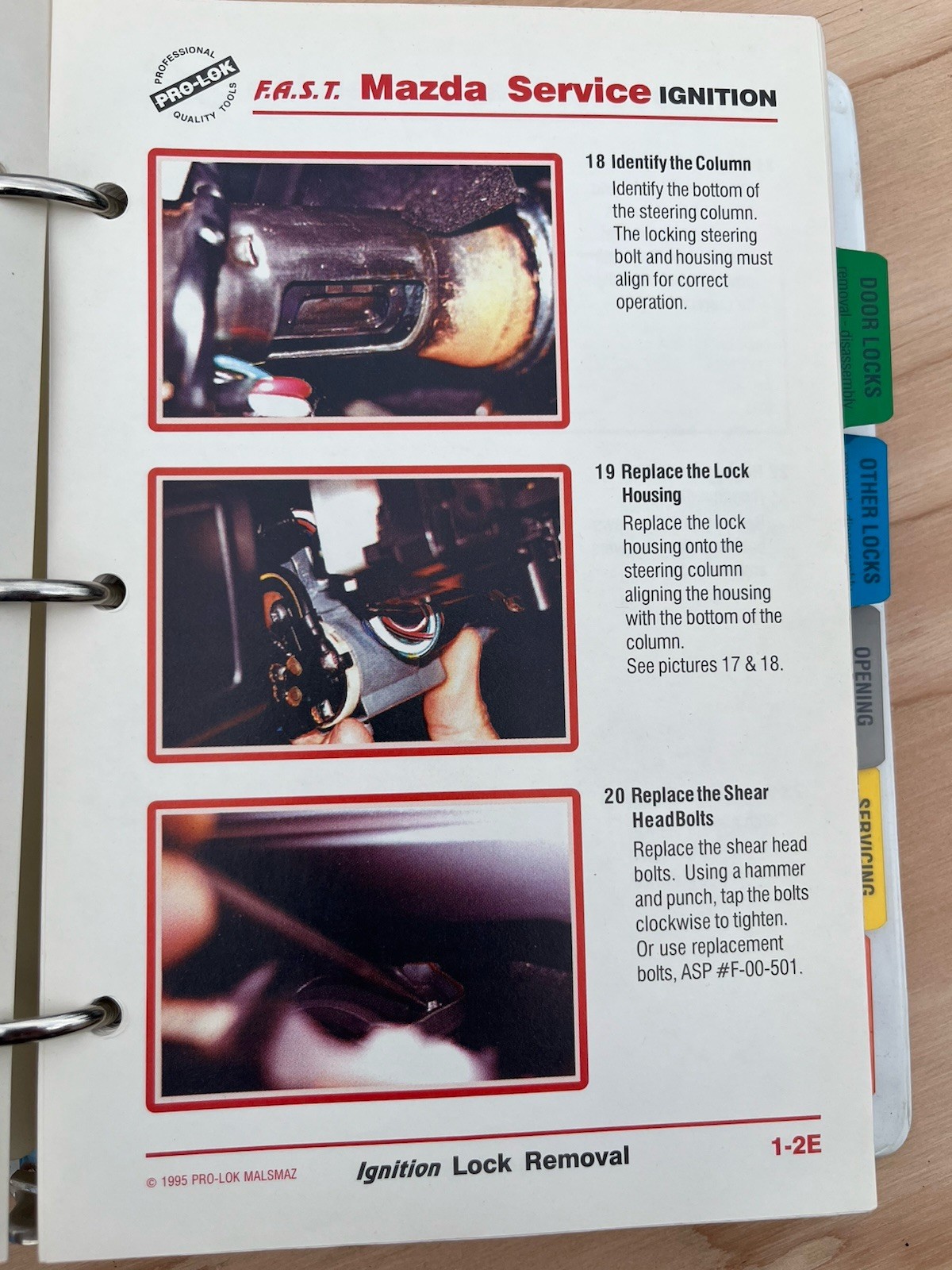 Pro-lok Locksmith Mazda Lock Service Manual 1994