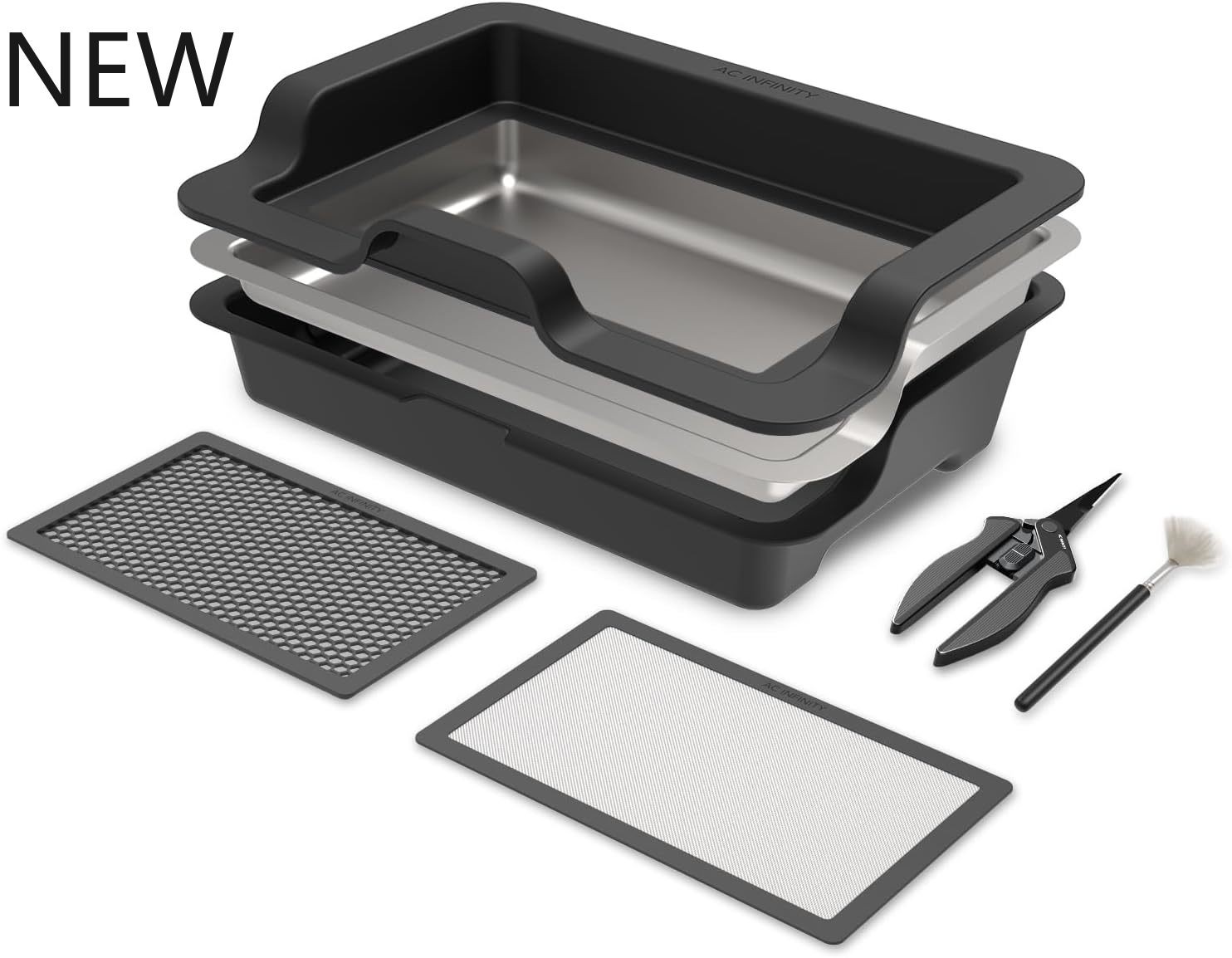 AC Infinity Large Trim Tray System 20-Inch,Interchangeable 3-Tray & 2-Screen Kit