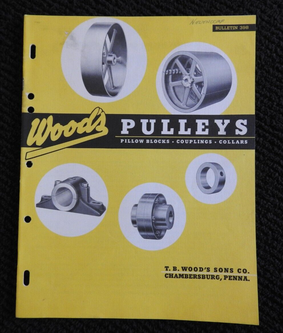 1960 T. B. Wood's Sons Co "Pillow Blocks Couplings" Brochure Chambersburg PA