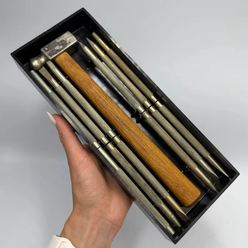 USSR 1978 Vintage Set Complete Tool Embossing Old Hammer Repousse Chasing Kit