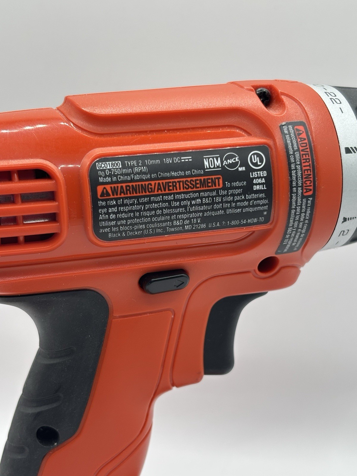 Black & Decker GC01800 18V Cordless Drill Driver Tool Only