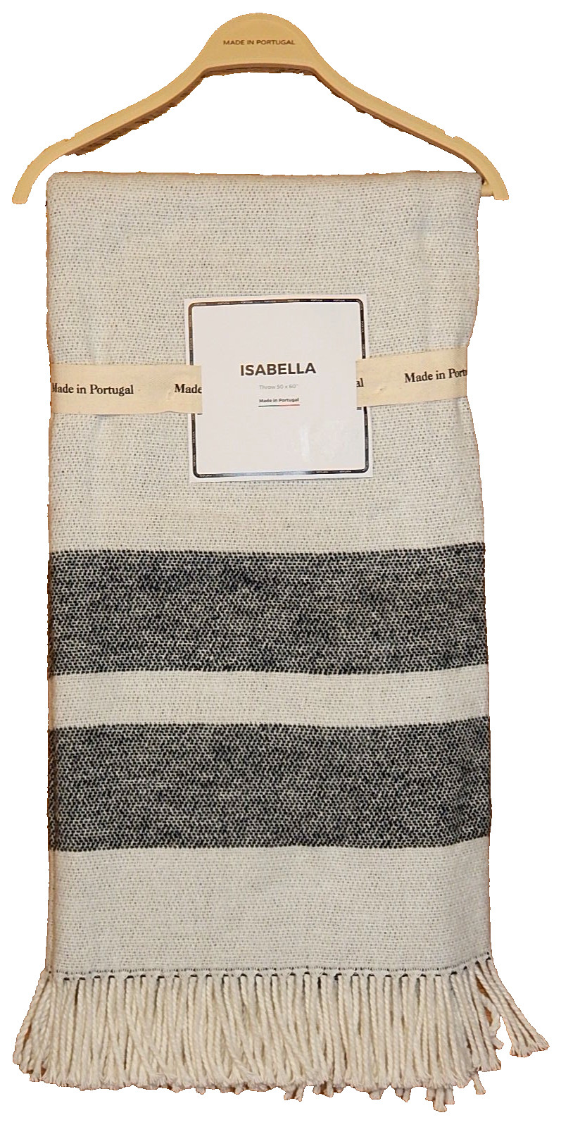 ISABELLA Made in Portugal  Throw Blanket 50" x 60" COTTON Blend NEW AUTHENTIC