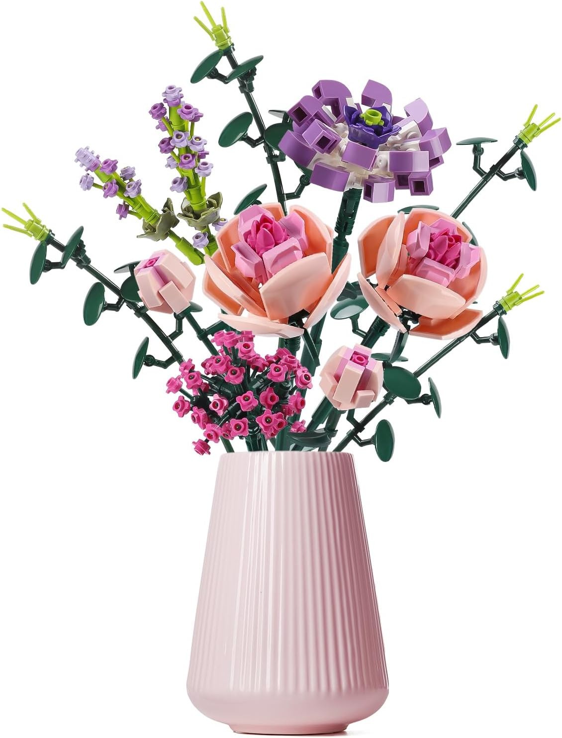 Chodia Flower Bouquet Building Blocks Artificial Pink Botanical Collection Br...