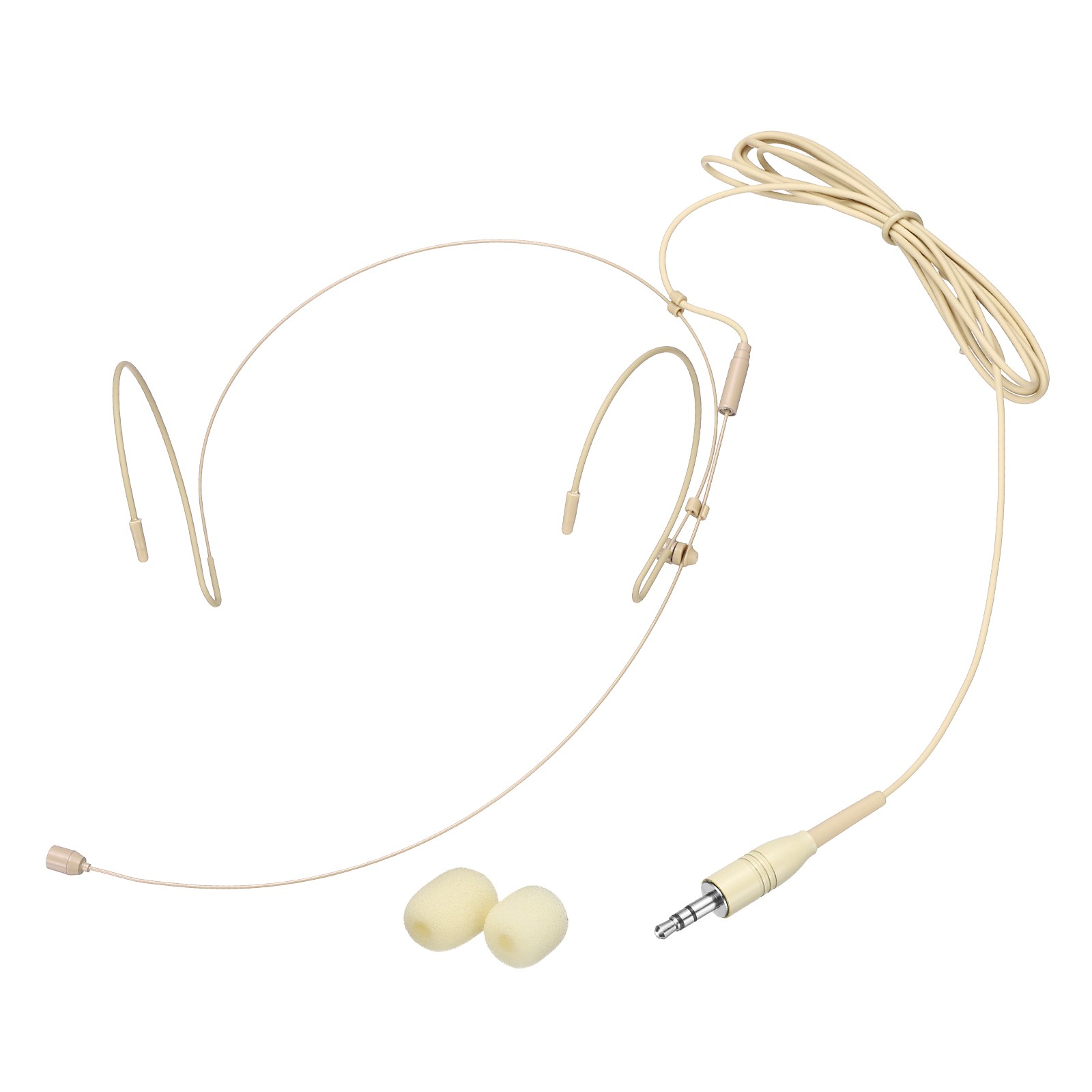 Ear Hook Microphone, Double Ear Headset with Standard 3.5mm TRS Plug, Beige