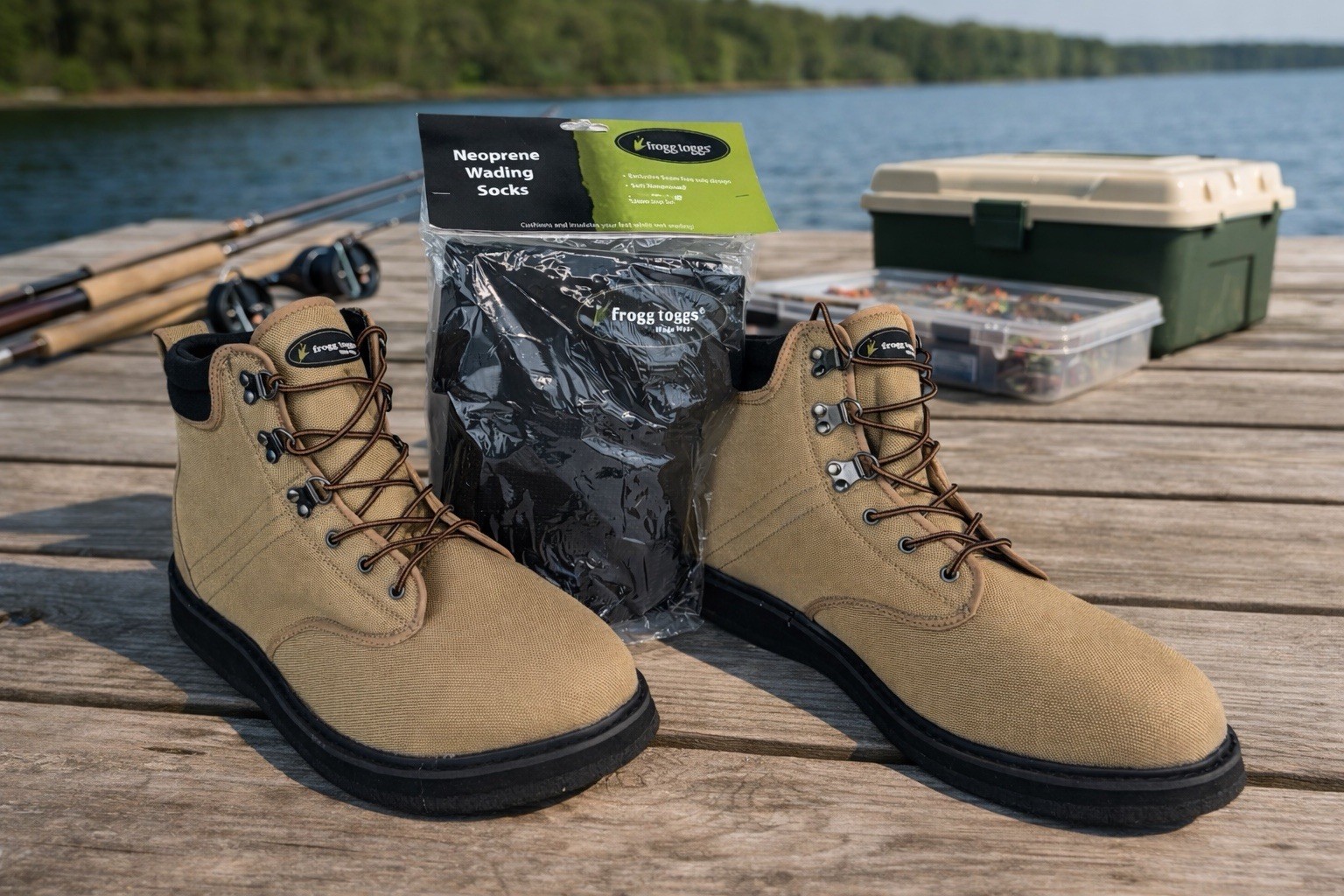 Frogg Toggs Men’s 13 Felt Wading Fishing Boots & Neoprene Wading XL Socks~NEW