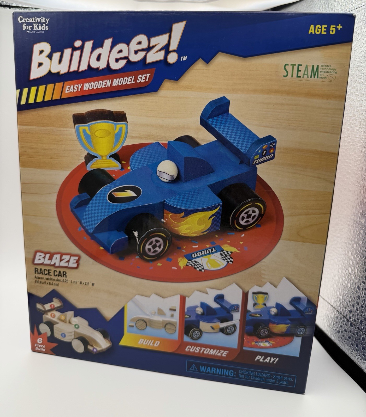 Creativity for Kids Blaze Race Car Easy Wooden Model Set. NEW never opened.