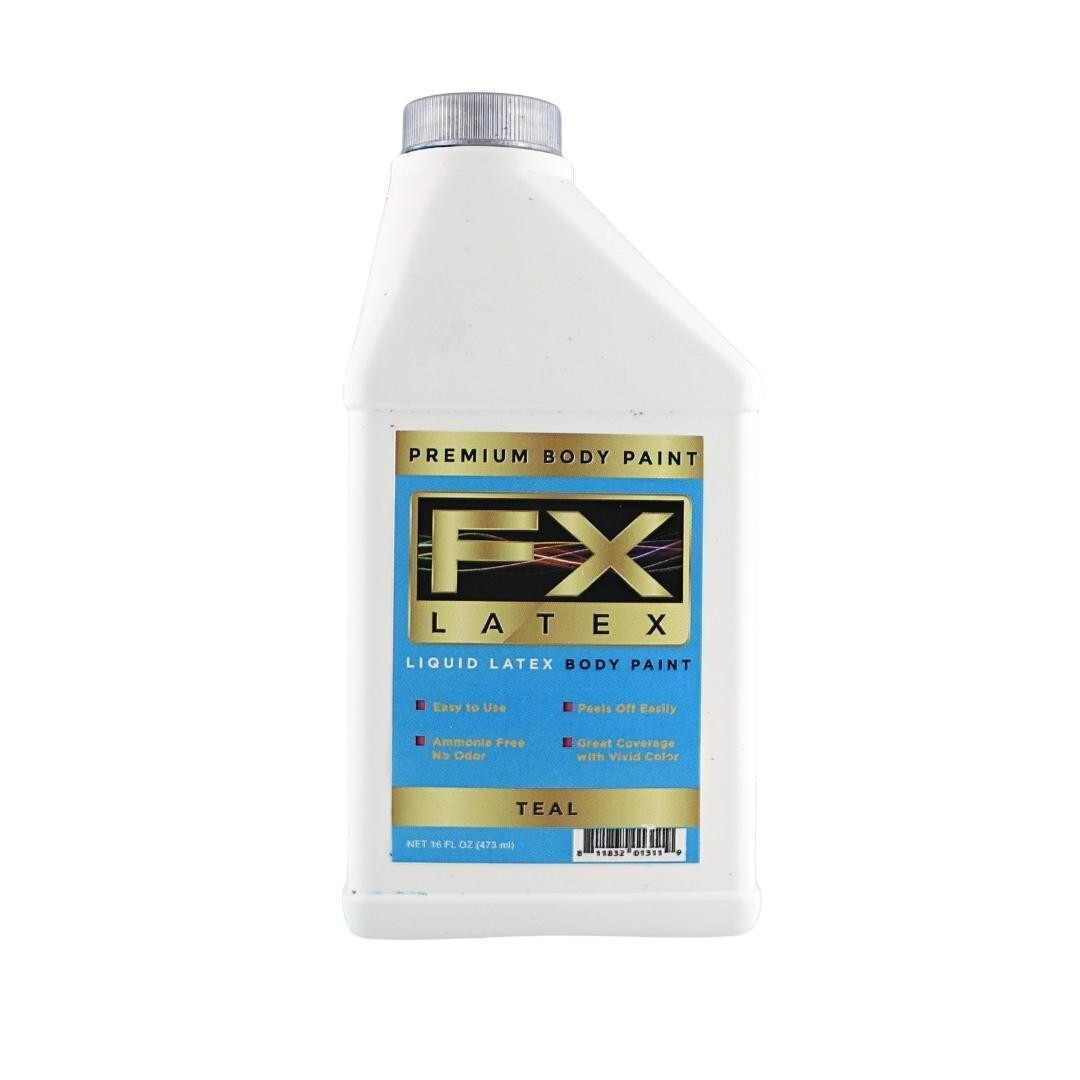 FX Latex - Teal - 16 oz - Face and Body Paint, Ideal for Halloween and Cosplay