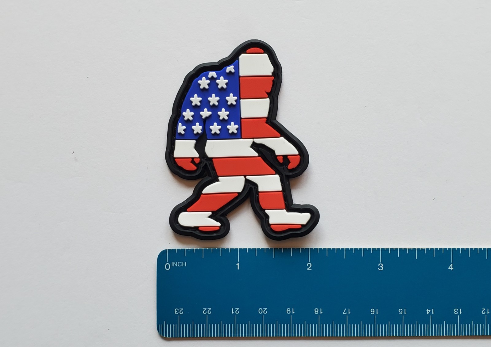 Bigfoot Sasquatch USA Flag PVC Morale patch Hook & Loop 2" x 2.5" NEW
