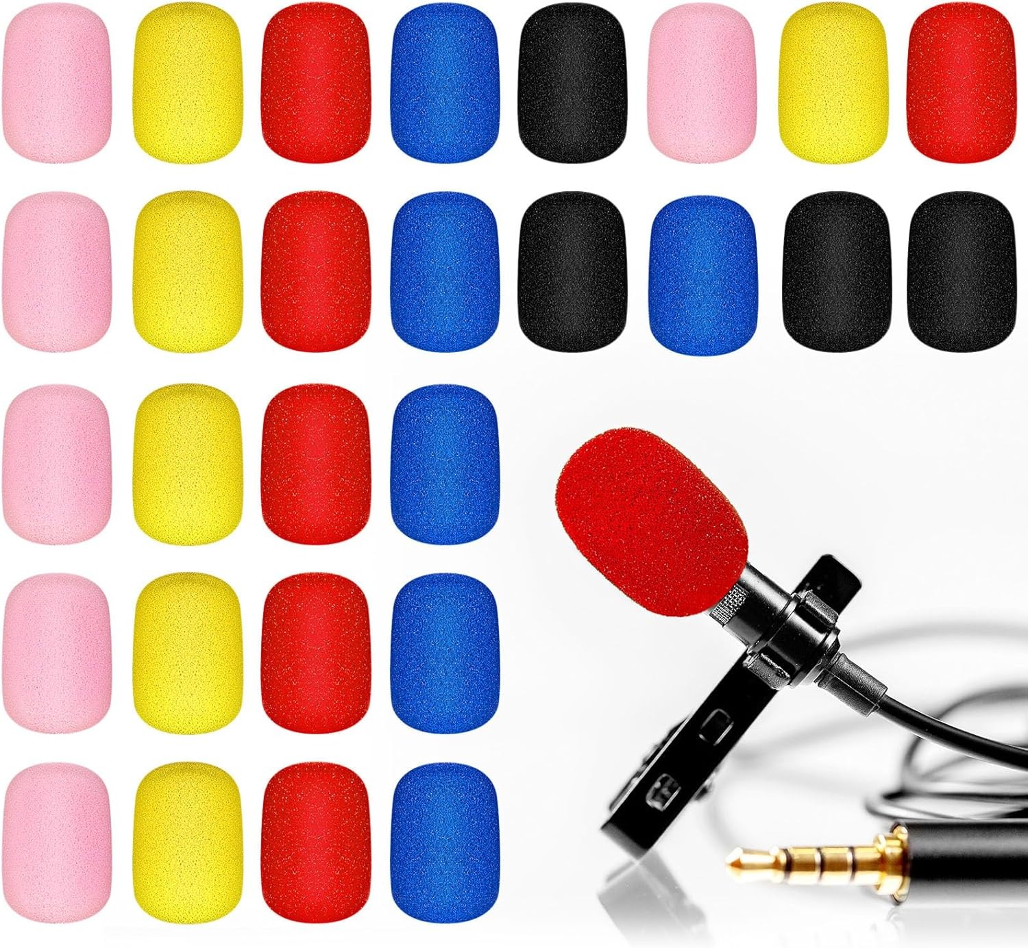 Juexica 30 Pcs Mini Lapel Headset Microphone Foam Covers Microphone...