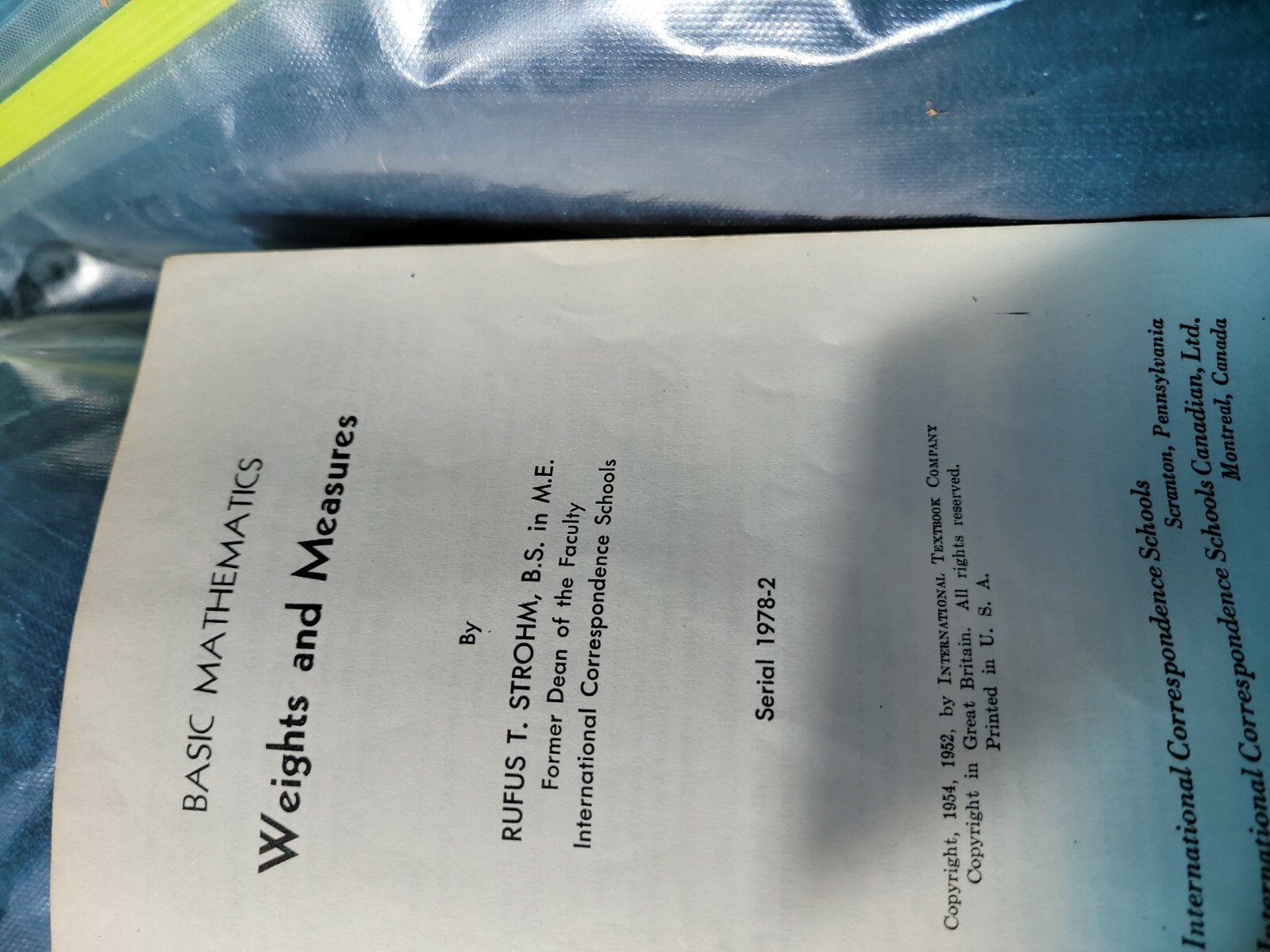 Basic Mathematics Weights and Measures Rufus Strohm 1978-2 Edition 4 ICS VG SY81