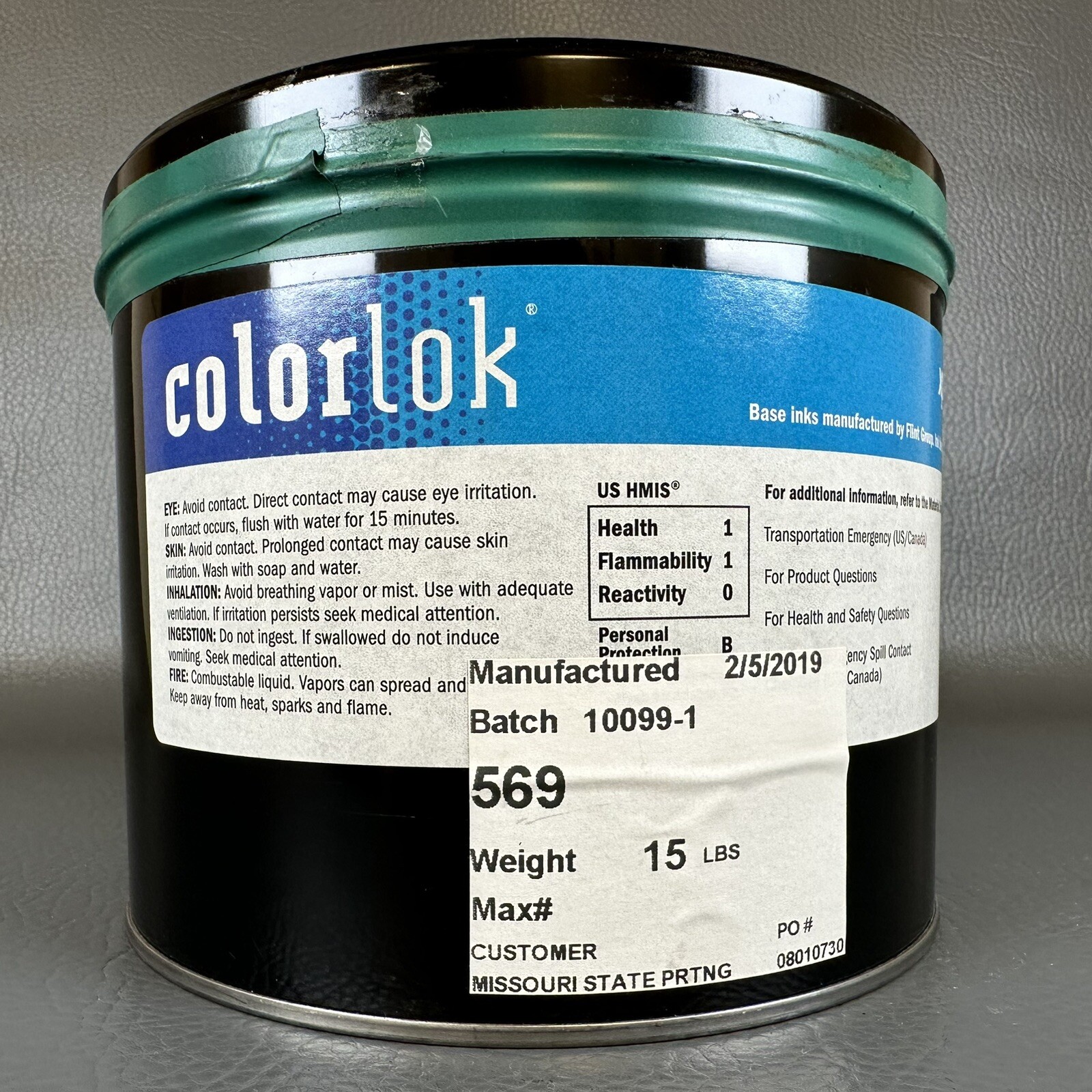 ColorLok **GREEN** OFFSET PRINTING INK OIL BASED 5 LBS PANTONE # 569 GREEN