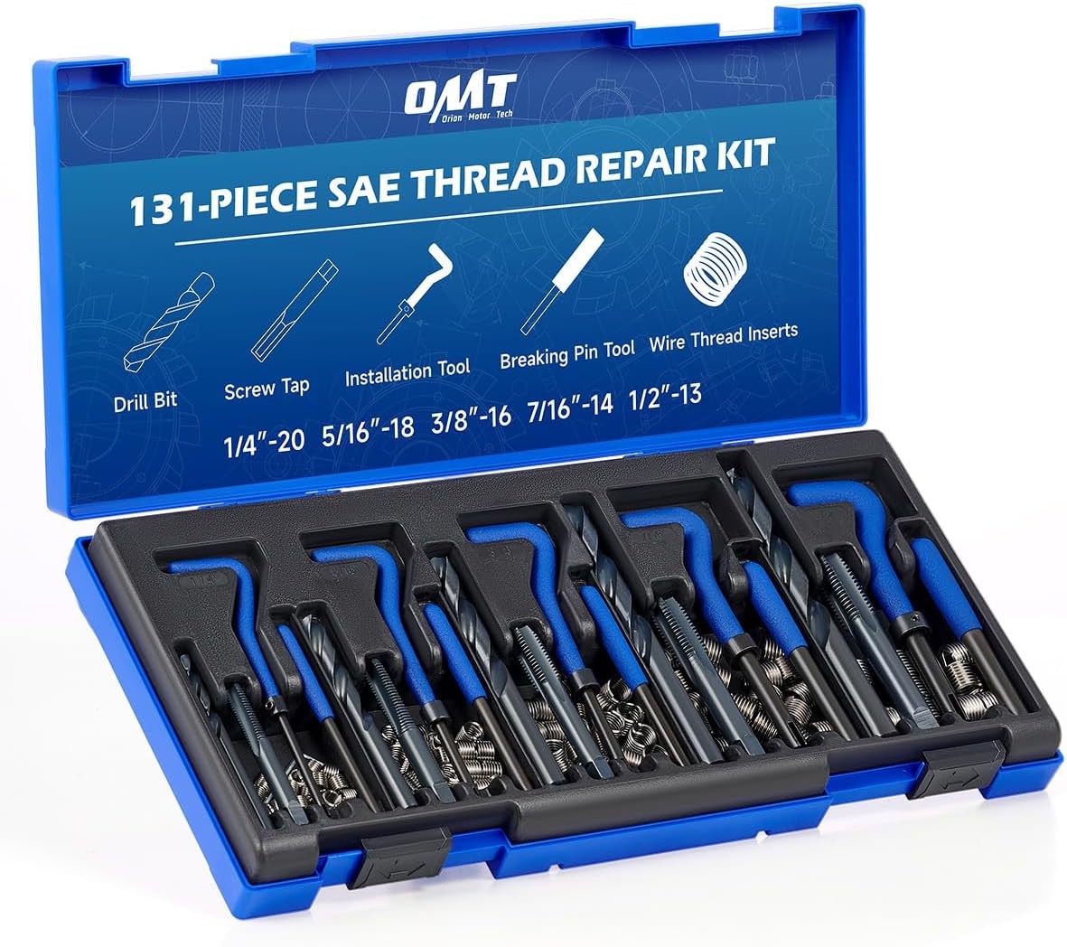 Orion Motor Tech Thread Repair Kit, SAE Helicoil Kit with HSS Set