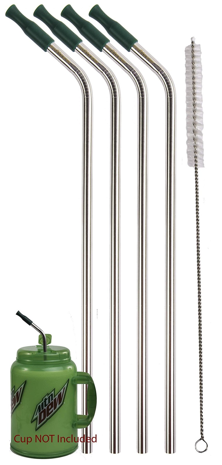 "14" Stainless Steel 100 oz Insulated Travel Mug with 4 Jumbo Straws & Tips"
