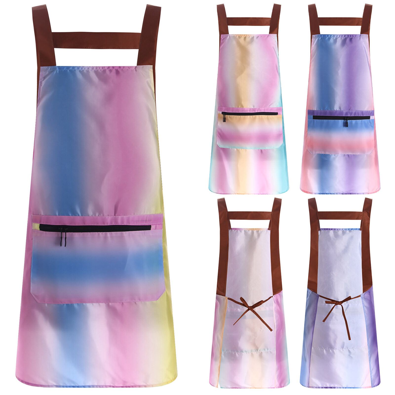 Women Pinny Gardening Apron Chef Pinafore Zipper Pocket Adult Pet Working