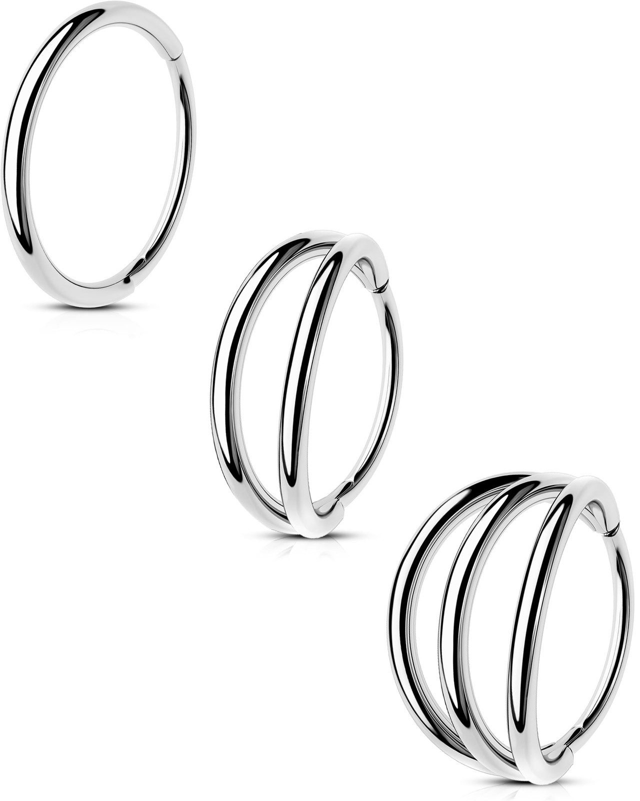 CM Crareesi Mania Triple/Double Hoop Nose Ring - 3Pcs Septum Rings Clicker 31...