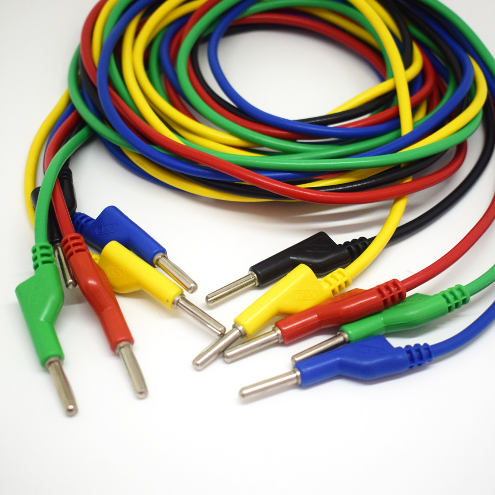 10sets 5 colors 2M Silicone High Voltage Dual 4mm Banana Plug Test Leads Cable