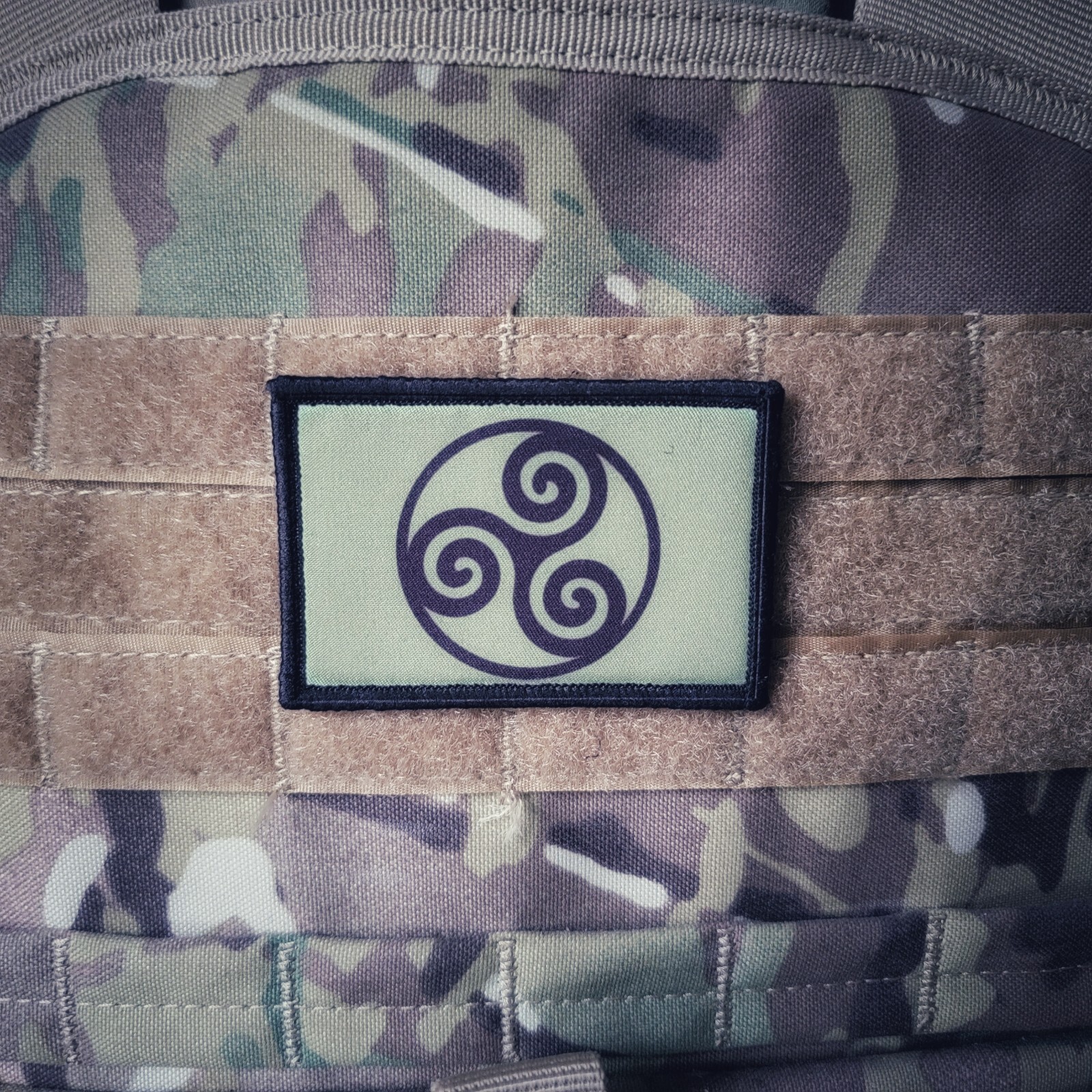 Celtic Triskelion Irish Knot OD Green 2x3 Tactical Hook Backed Military Patch