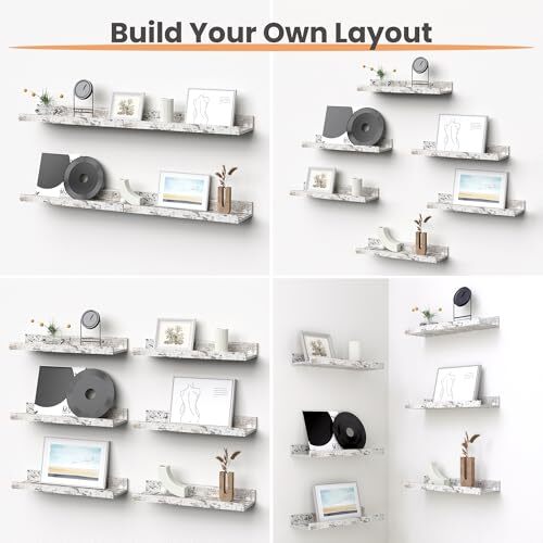 Floating Shelves for Wall, Wall Shelves for Decor Storage 15.7in Rustic White