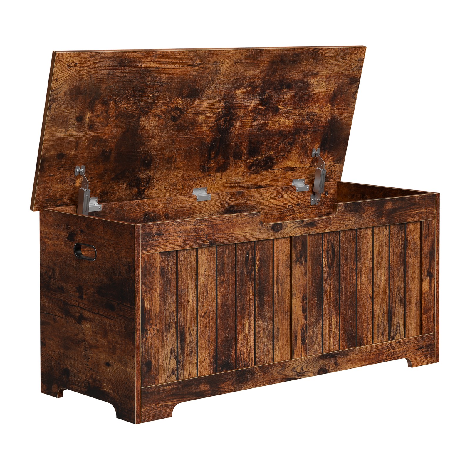 Storage Chest Storage Bench with Safety Hinge White for Playroom Rustic Brown