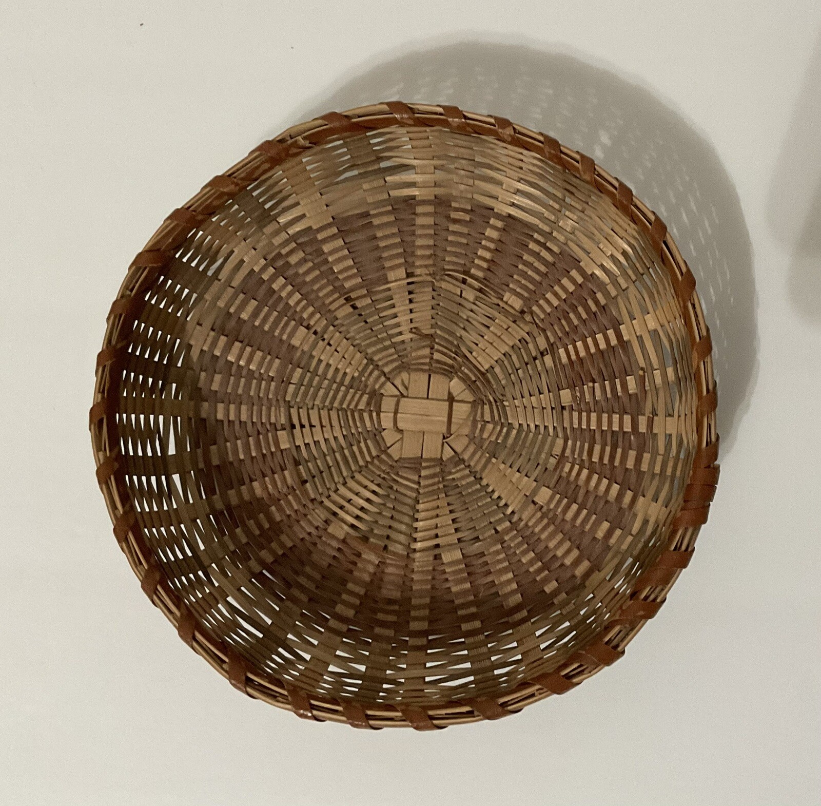 Barrel Shape Decorative Storage Basket with Lid Brown Stripes Handle Woven