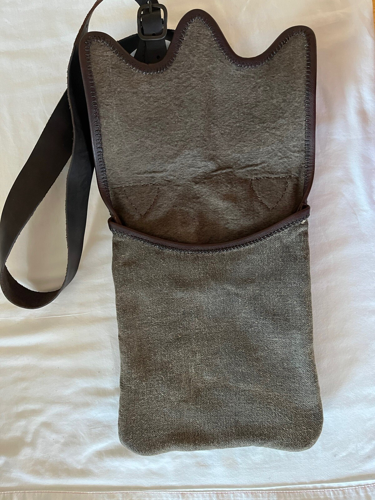Leather and Oiled Canvas Haversack or Maybe a Hunting Bag