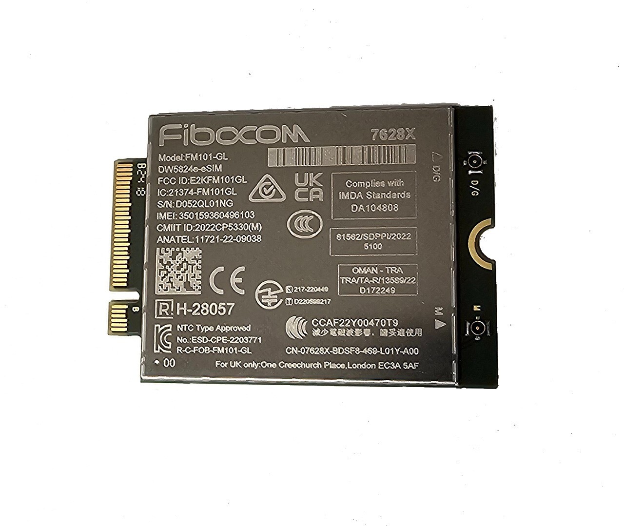Fibocom FM101-GL DW5824e Qualcomm Snapdragon X12 Global LTE-A M.2 Modem w/eSIM