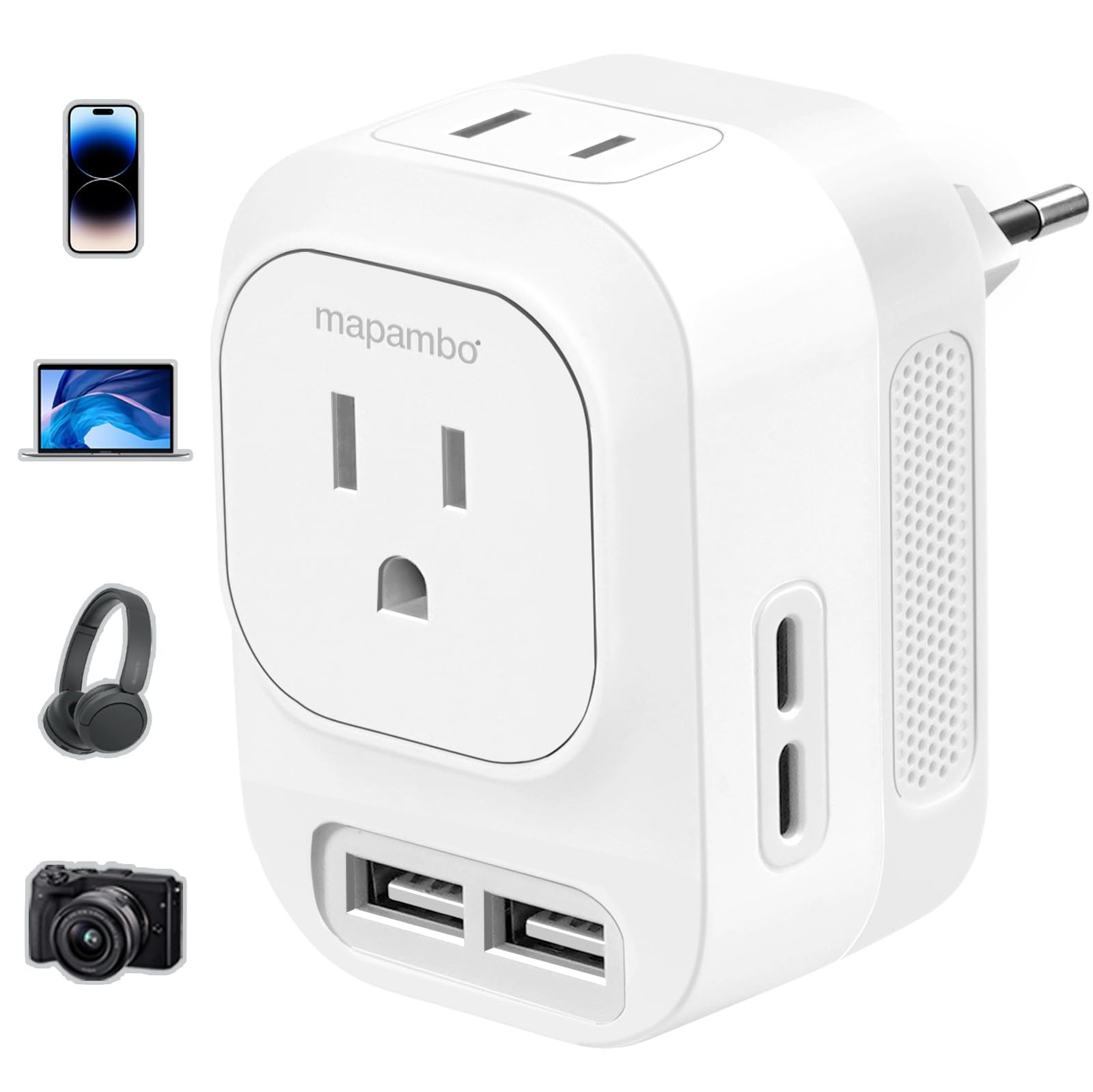 220V to 110V Voltage Converter US to Europe with 2 USB A & 2 USB C Ports Fast...