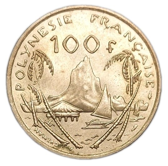 1976 French Polynesia 100 francs UNC Coin KM 14