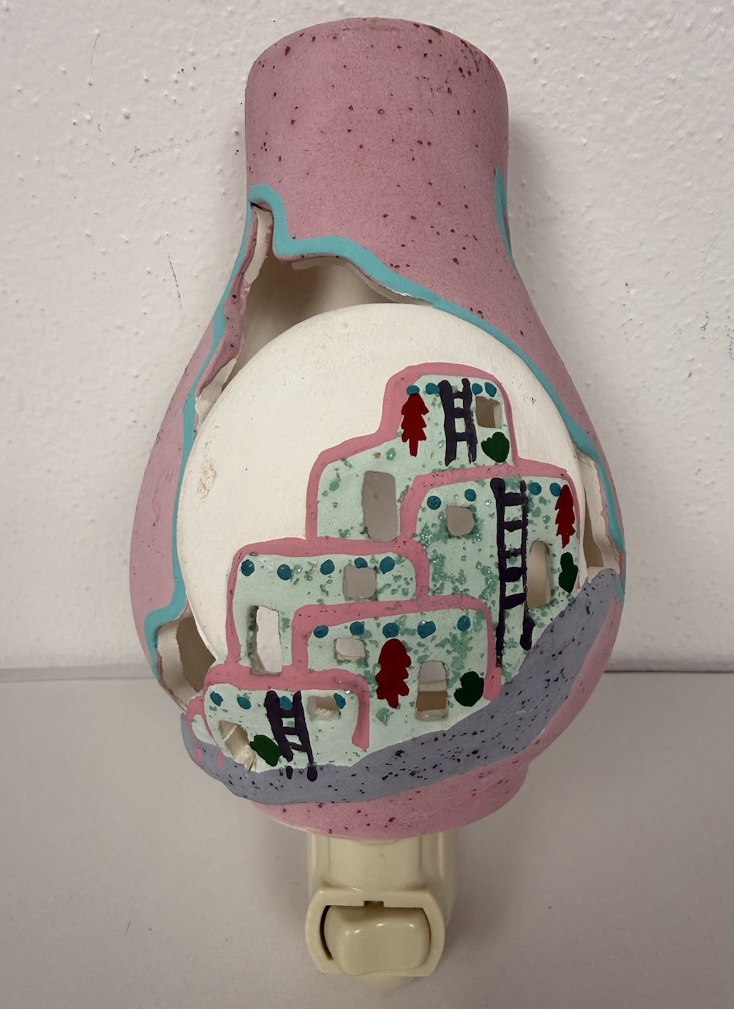 Vtg 80s Terra Cotta Night Light Pueblo Adobe Houses Southwest Native American 5”