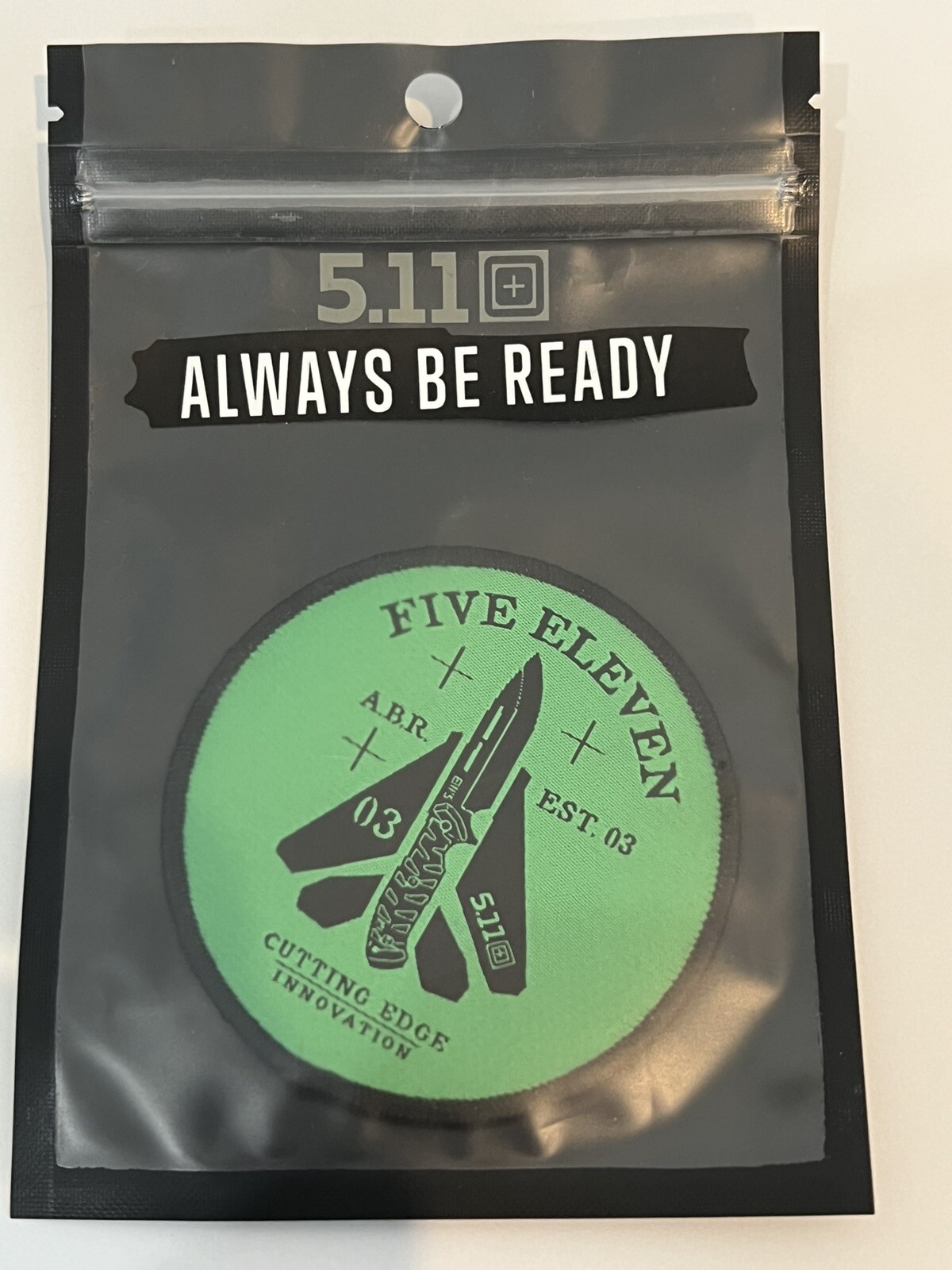 5.11 Tactical CUTTING EDGE Always Be Ready Green Round Patch w/ Hook Backing NEW