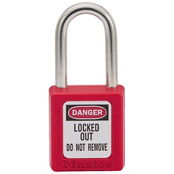 Master Lock 410Red Lockout Padlock, Keyed Different, Thermoplastic, Standard