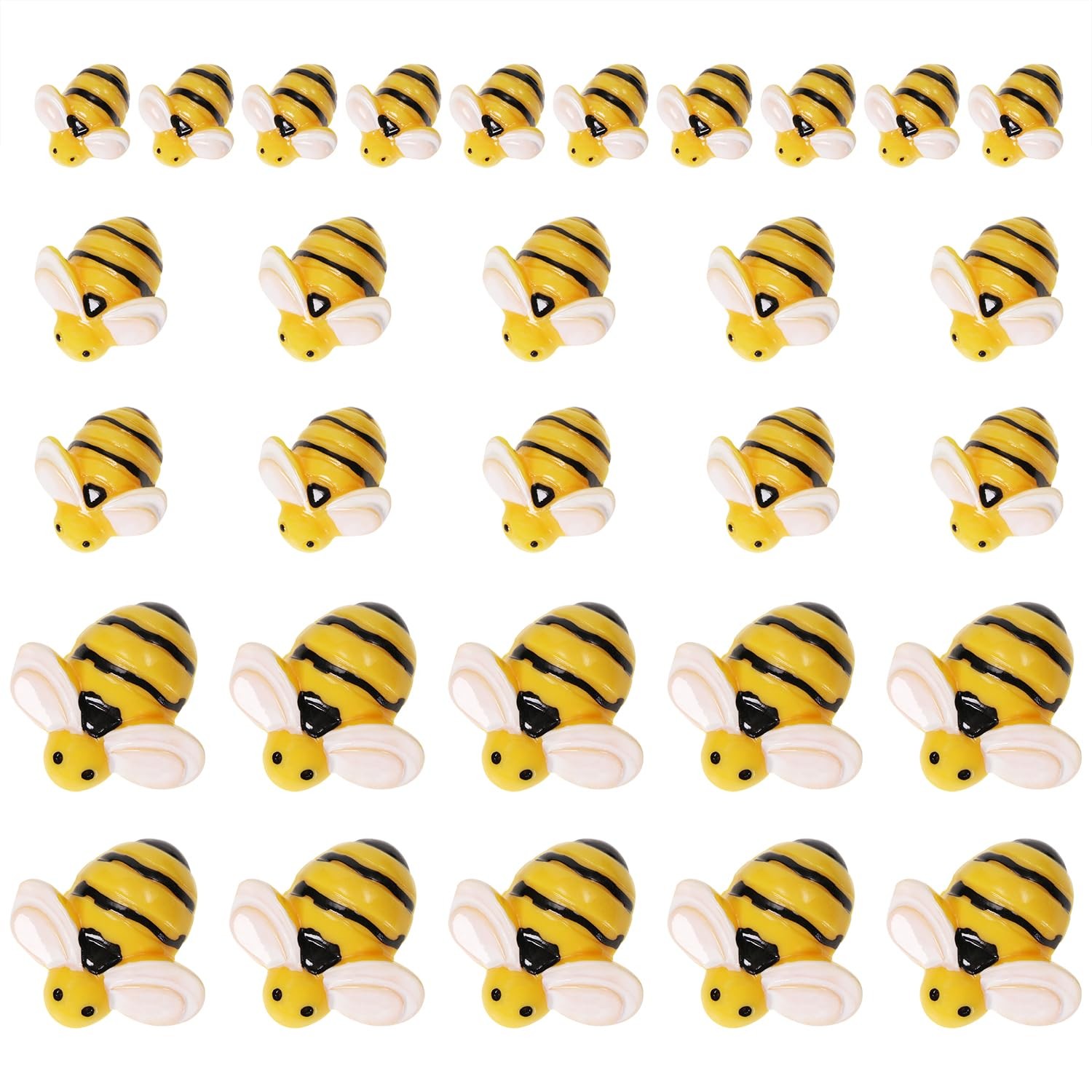 Tiny Resin Bees 30Pcs Small Plastic Flatback Bumble Bee Decor Embellishments ...