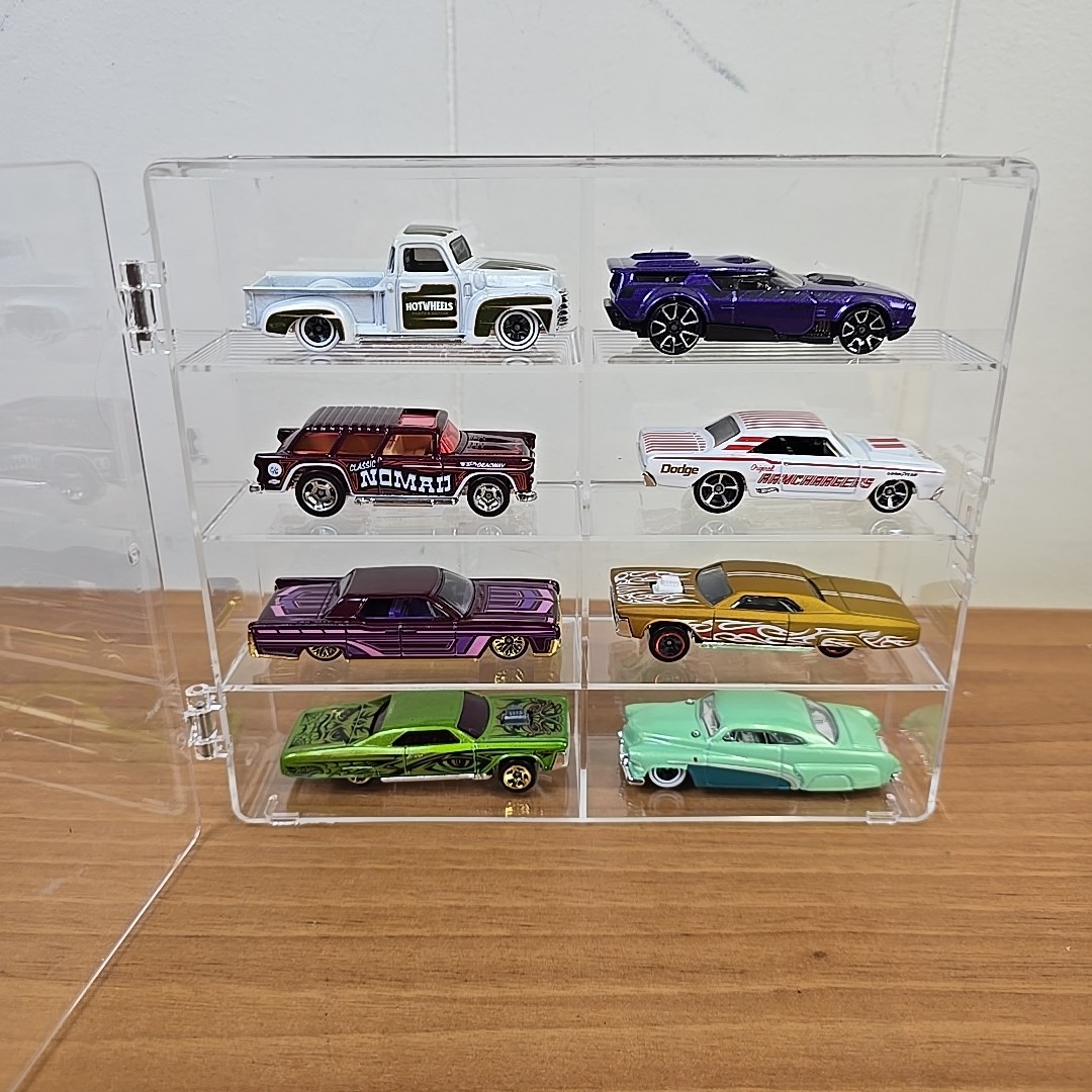 Clear Acrylic Display Case 1:64 Scale Diecast Cars INCLUDING Mix AA of CARS x 8