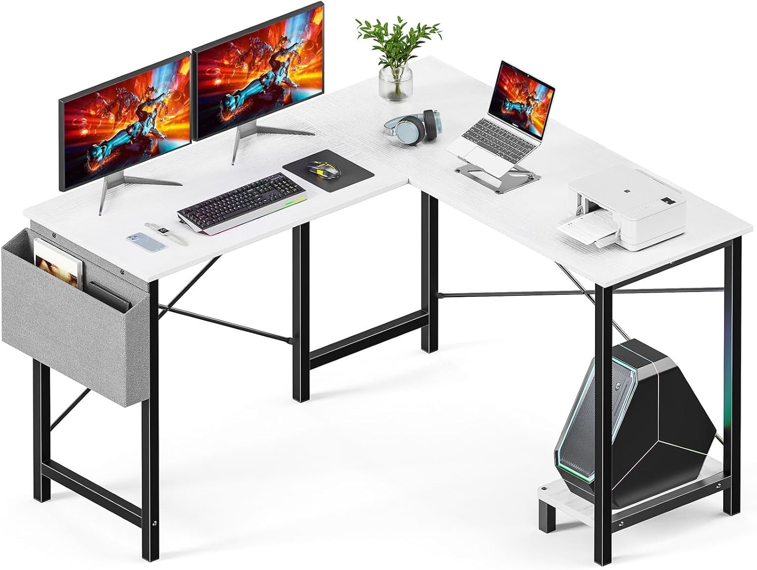 L Shaped Desk Computer Gaming Corner Table 50 Inch Home Office Writing Student