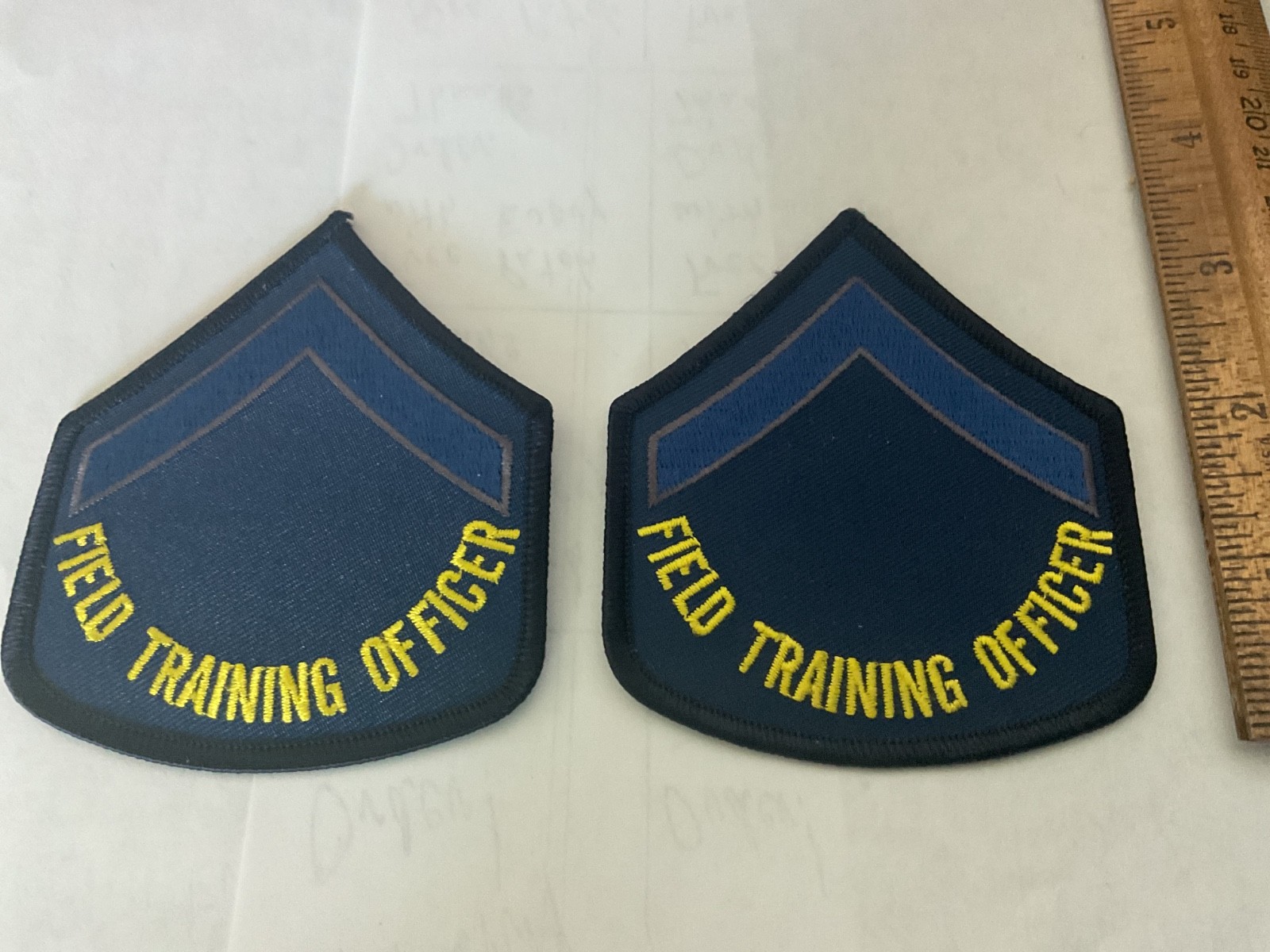 Field Training Officer  patch Yellow Letters 3 Sets of new and Full Size Patches