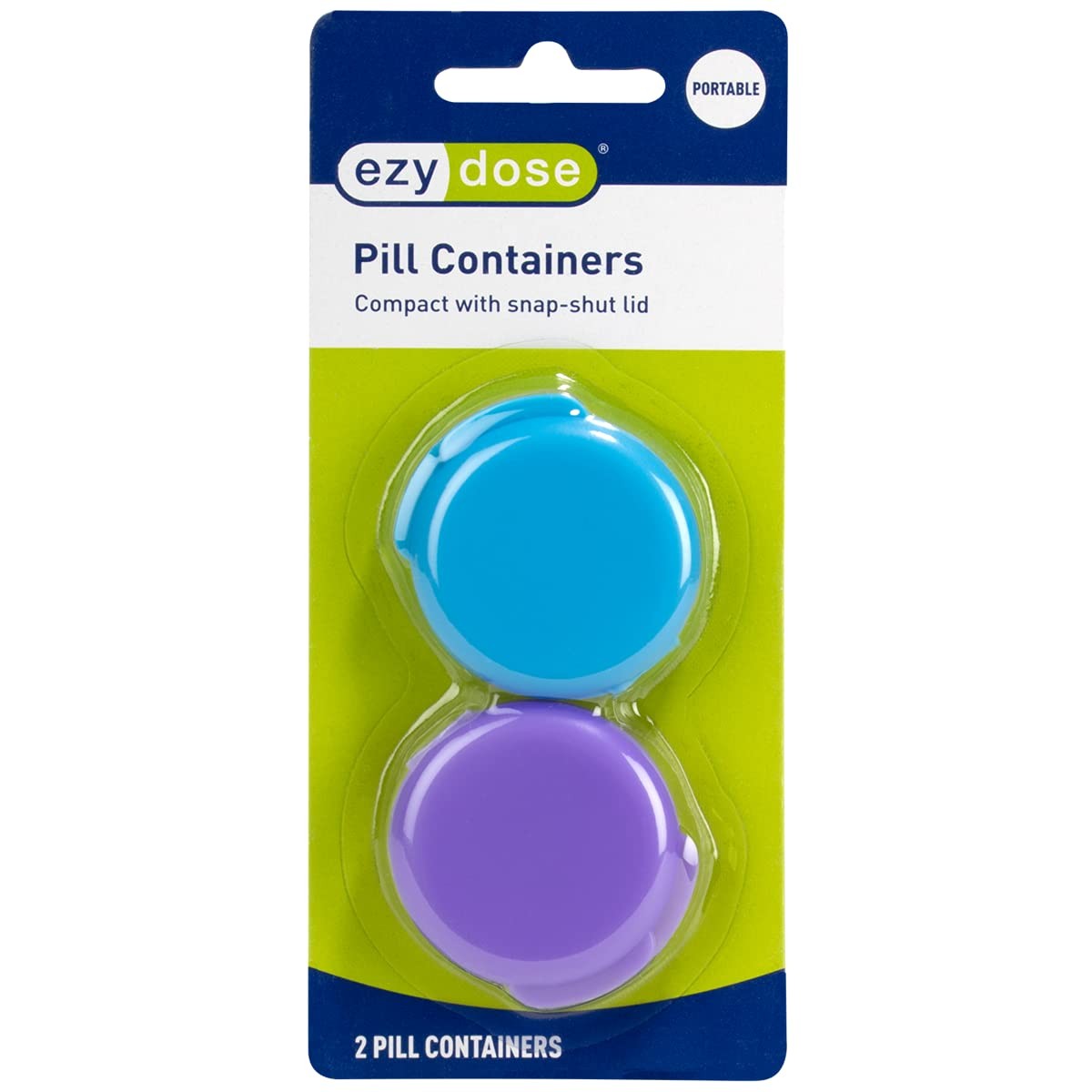 EZY DOSE Daily Round, Compact, Small, Disrcrete, Portable On-The-Go  2 Pack