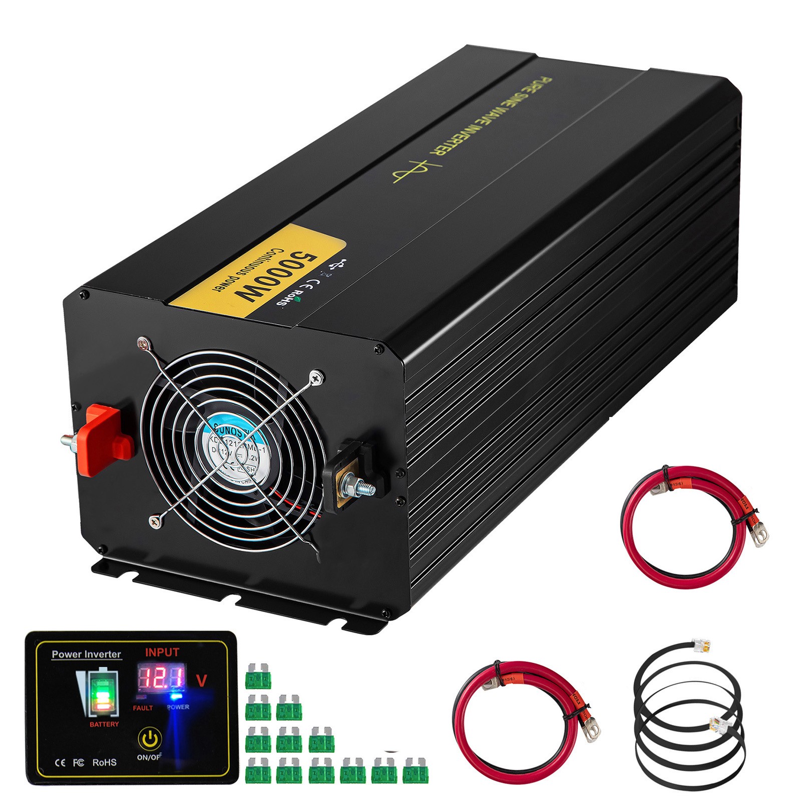 Uimoso Pure Sine Wave Inverter Power Inverter 5000W DC12V to AC120V Inverter LCD