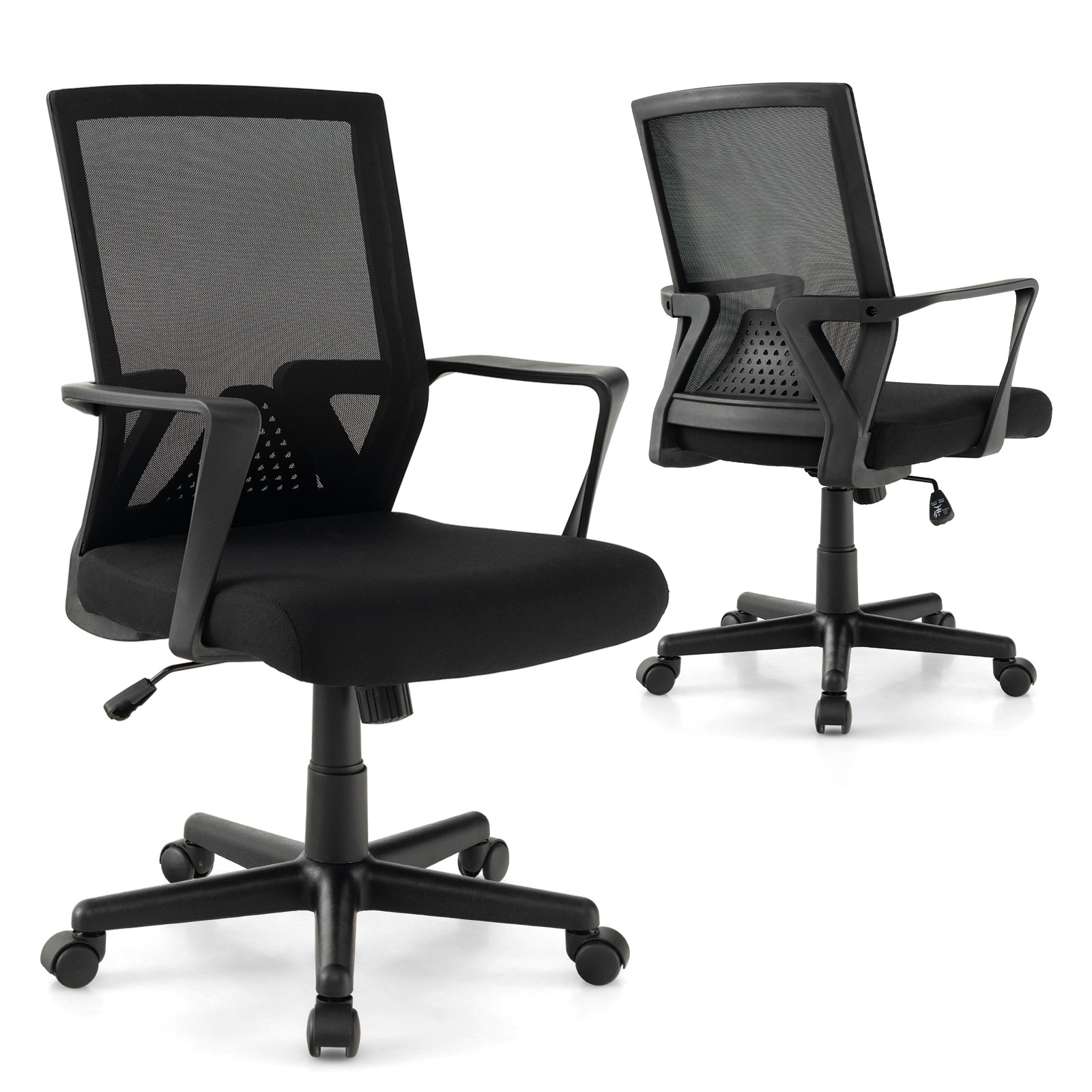 Mesh Office Chair Swivel  Rocking Chair Adjustable w/ Lumbar Support & Armrests