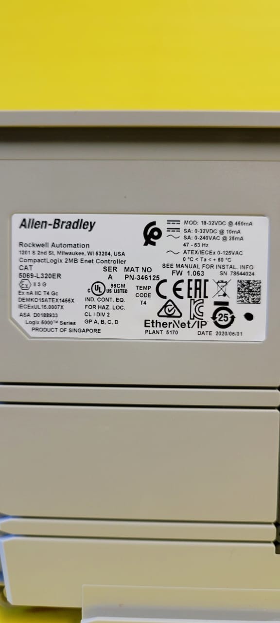 Surplus Allen Bradley 5069-L320ER /A CompactLogix 5380 Ethernet/IP Controller