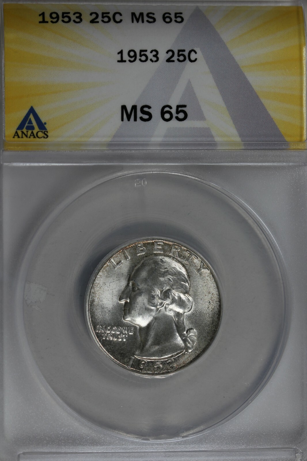 1953  .25   ANACS   MS 65  Washington Quarter, Silver 25 Cents (0.25)